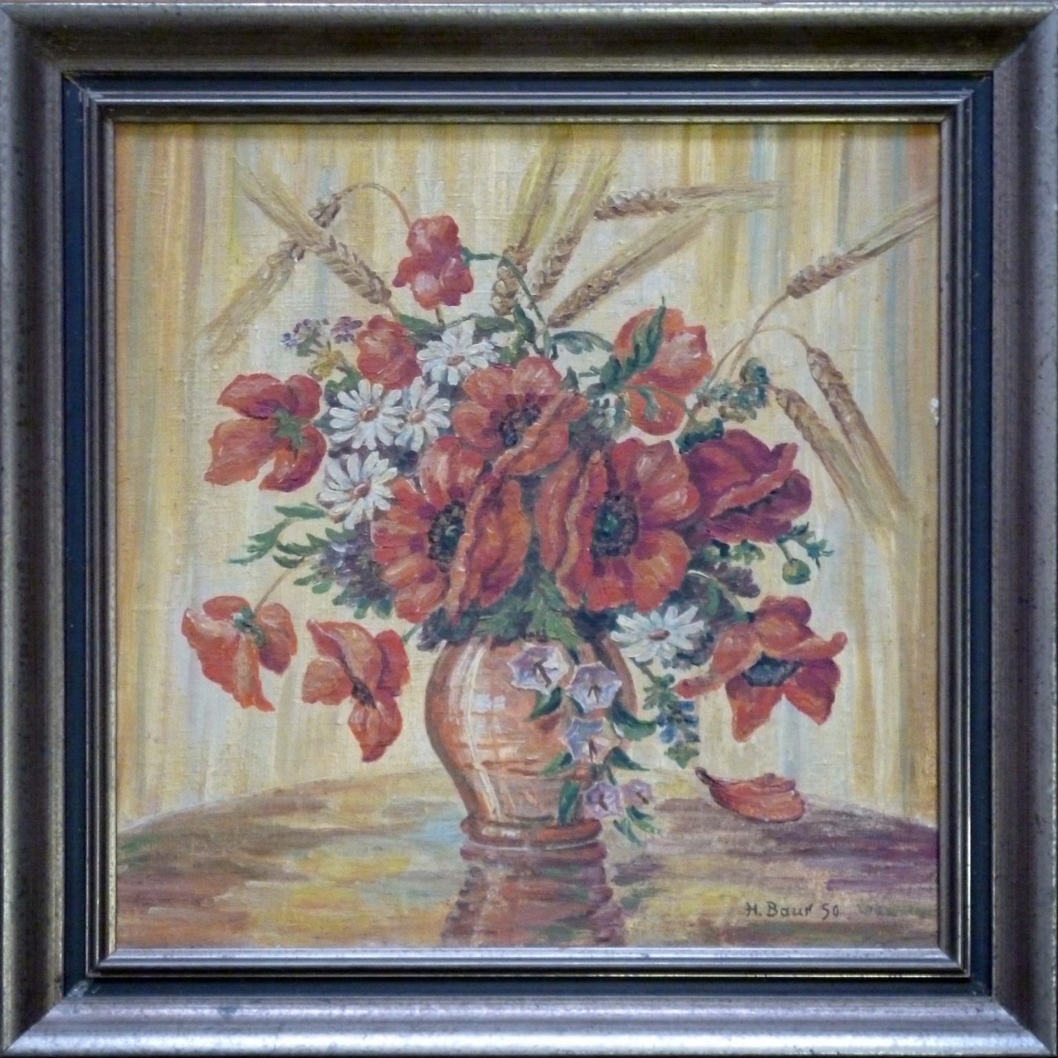 Ölgemälde Blumenstrauß in einer Vase 1950 (Kulturverein Guntersblum CC BY-NC-SA)