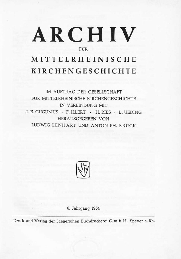 Archiv für mittelrheinische Kirchengeschichte 1954 (Kulturverein Guntersblum CC BY-NC-SA)