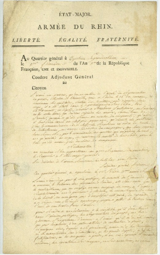 Schreiben der französischen Rheinarmee von 1794 (Kulturverein Guntersblum CC BY-NC-SA)