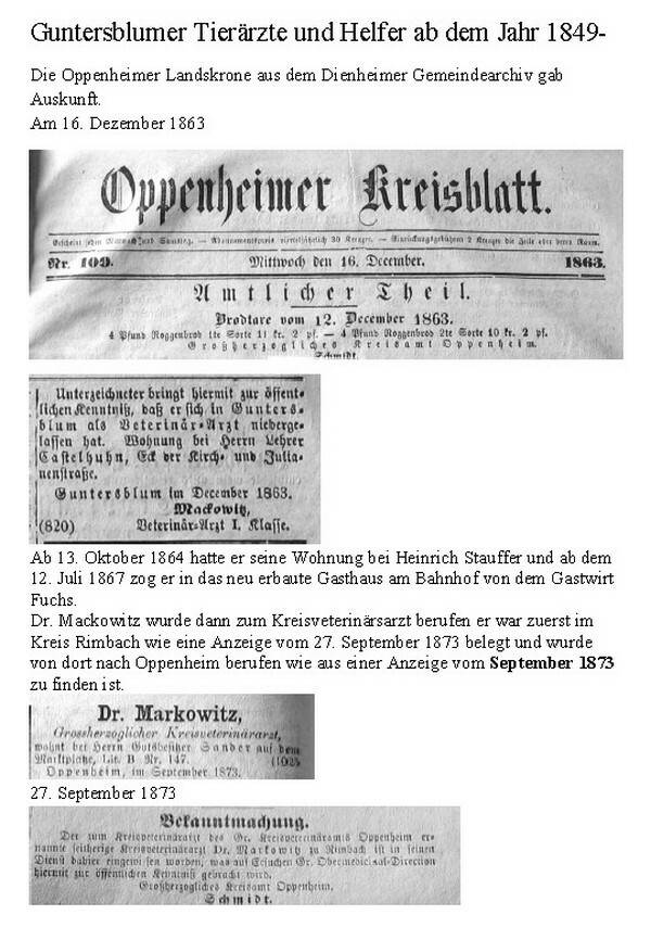 Guntersblumer Tierärzte und Helfer ab dem Jahr 1849 (Kulturverein Guntersblum CC BY-NC-SA)