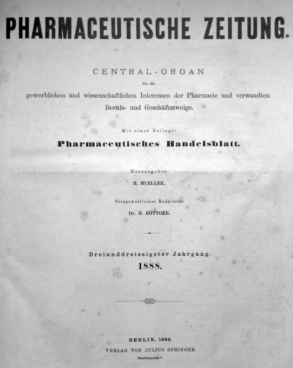 Pharmaceutische Zeitung 1888 (Kulturverein Guntersblum CC BY-NC-SA)