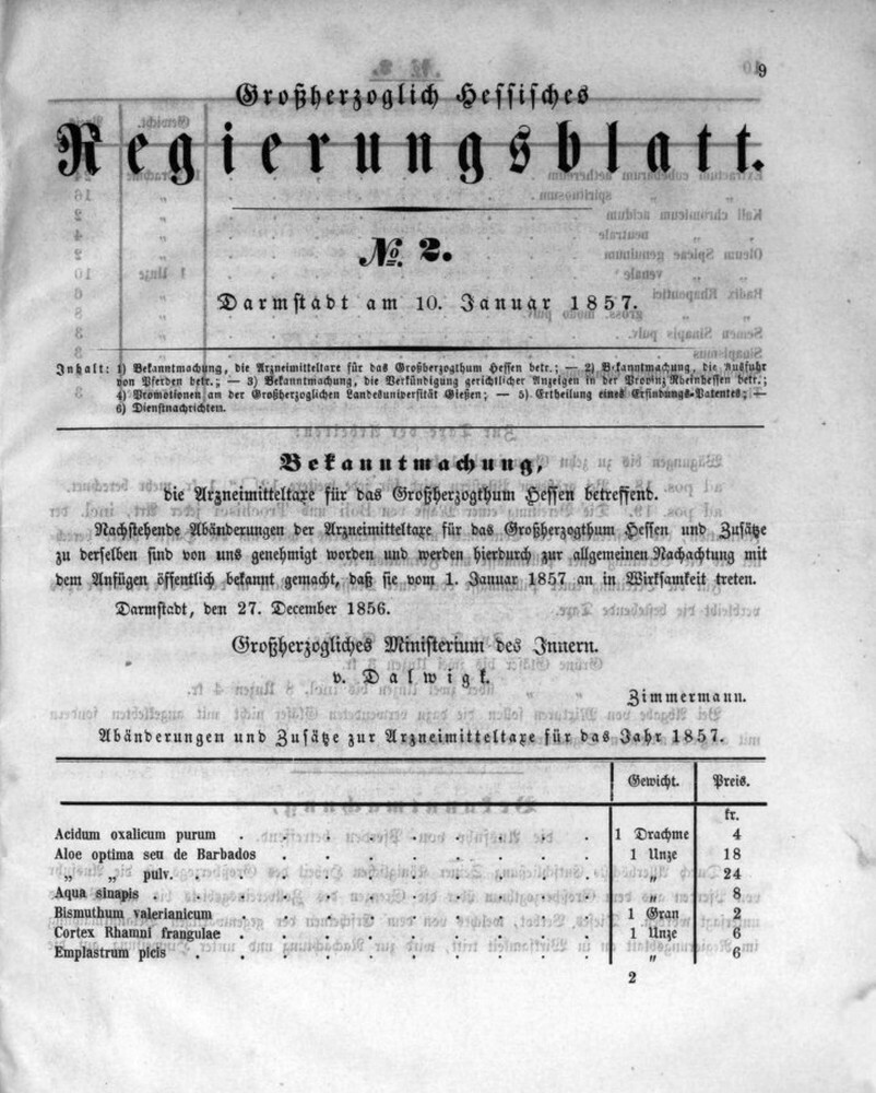 1857 Grossherzoglich hessisches Regierungsblatt (Kulturverein Guntersblum CC BY-NC-SA)