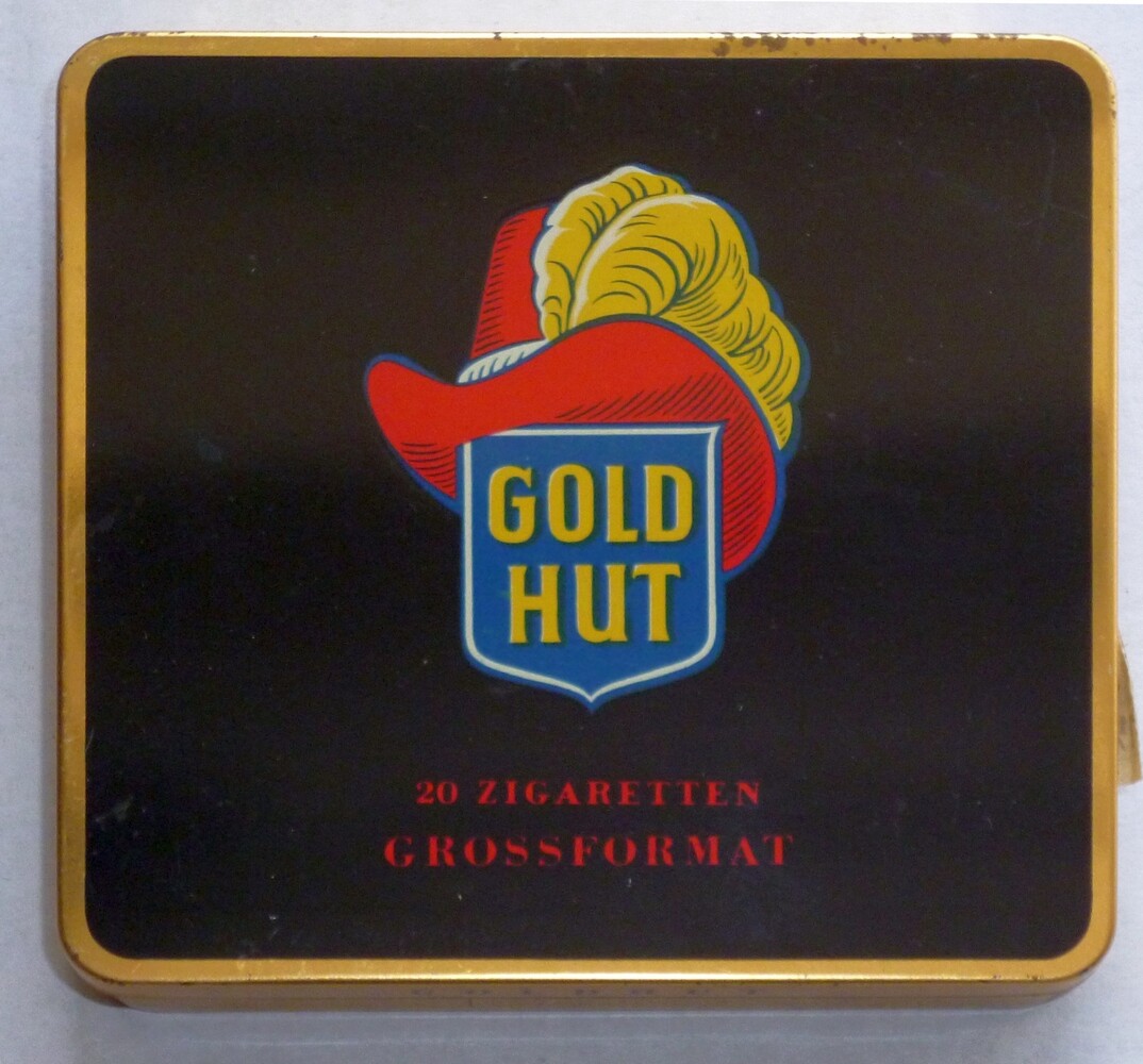 Gold Hut Zigaretten in einer Blechdose (Kulturverein Guntersblum CC BY-NC-SA)
