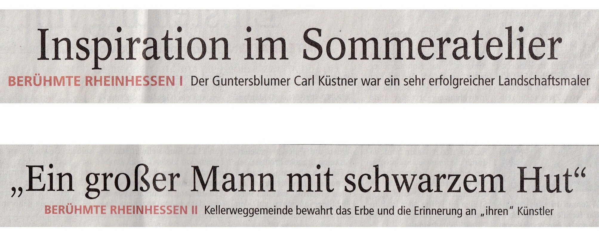zwei Berichte über Carl Küstner in der AZ Mainz (Kulturverein Guntersblum CC BY-NC-SA)