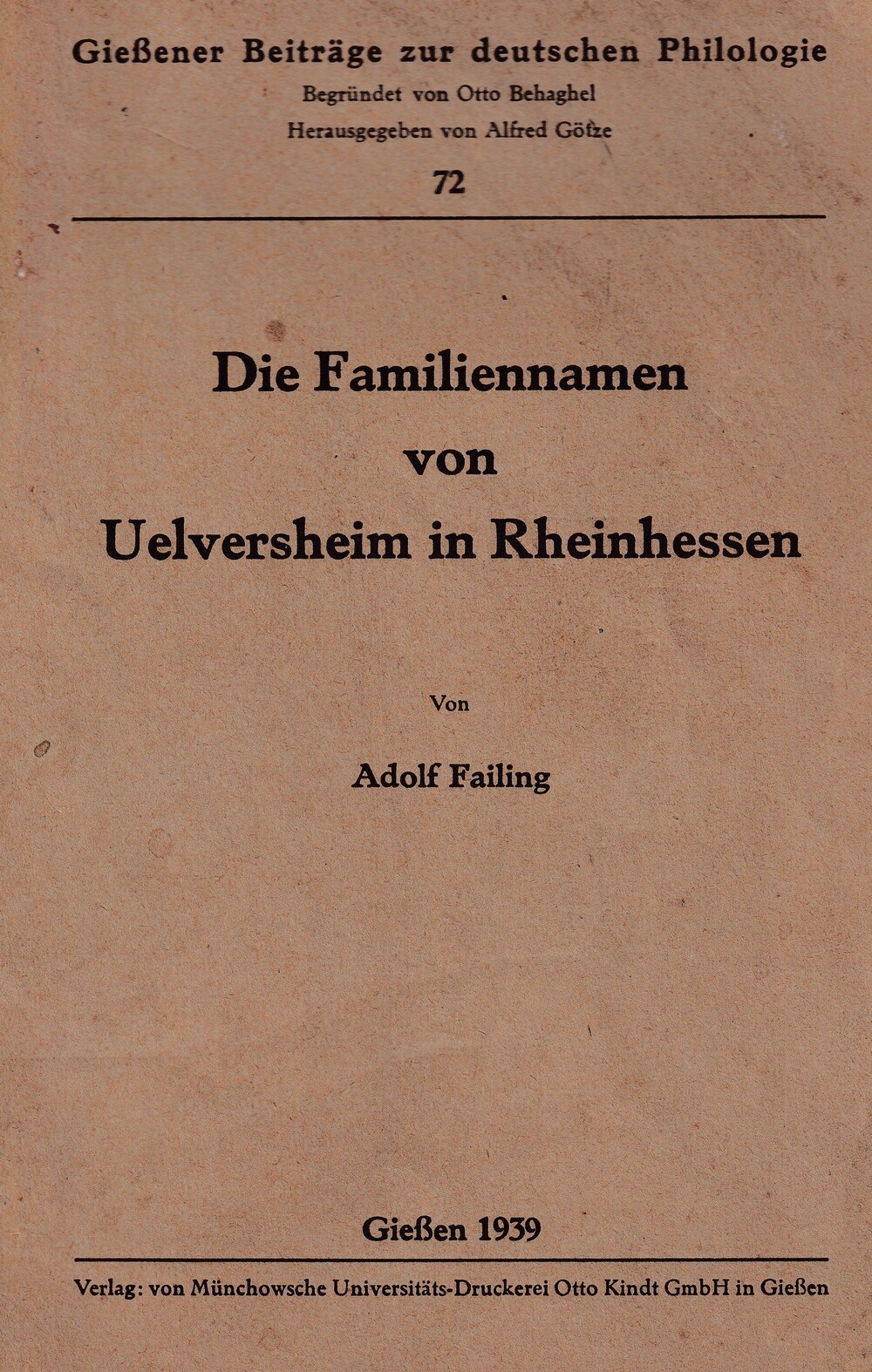 Die Familiennamen von Uelversheim in Rheinhessen (Kulturverein Guntersblum CC BY-NC-SA)