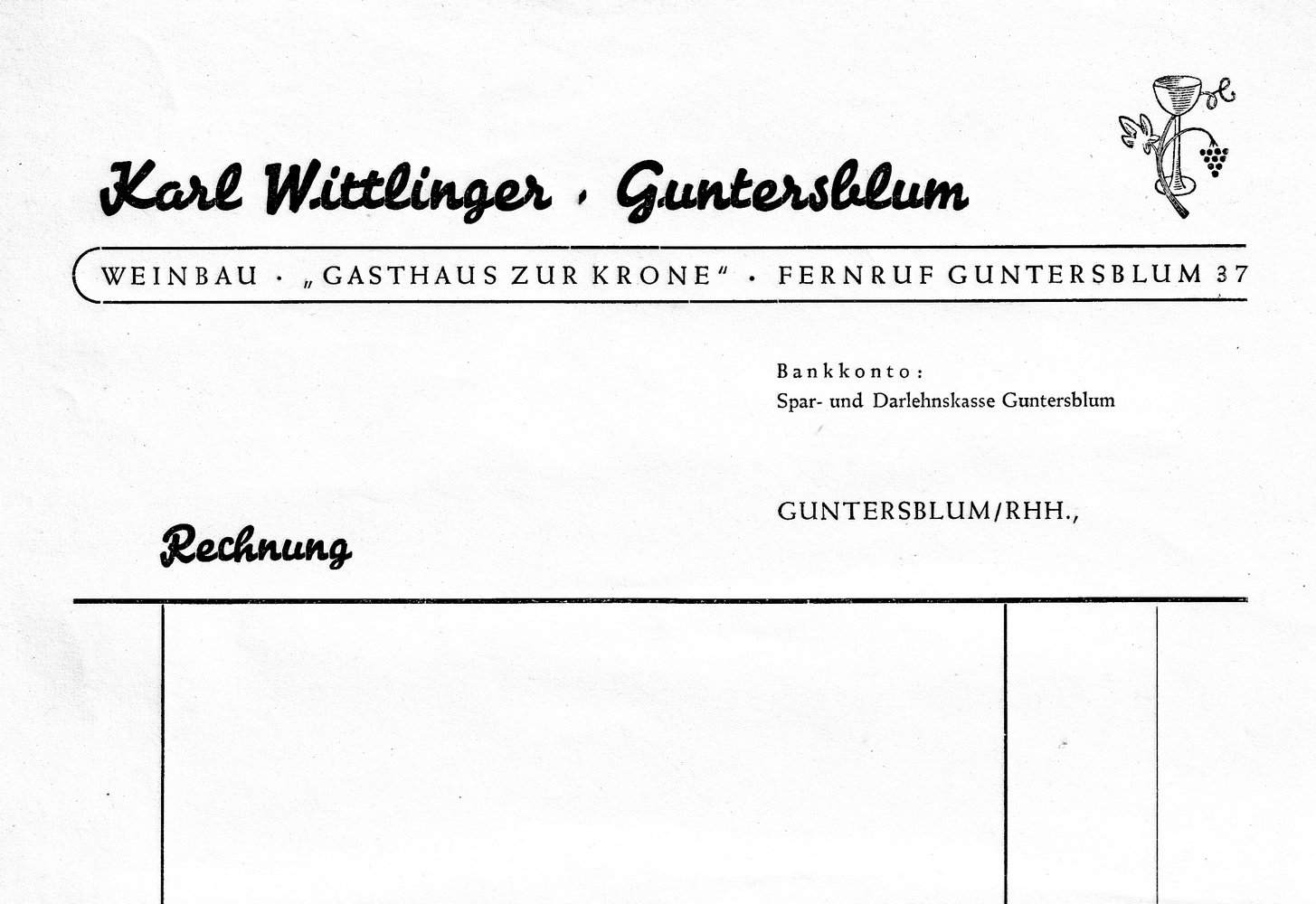 Geschäftsunterlagen des Gasthaus zur Krone Guntersblum (Kulturverein Guntersblum CC BY-NC-SA)