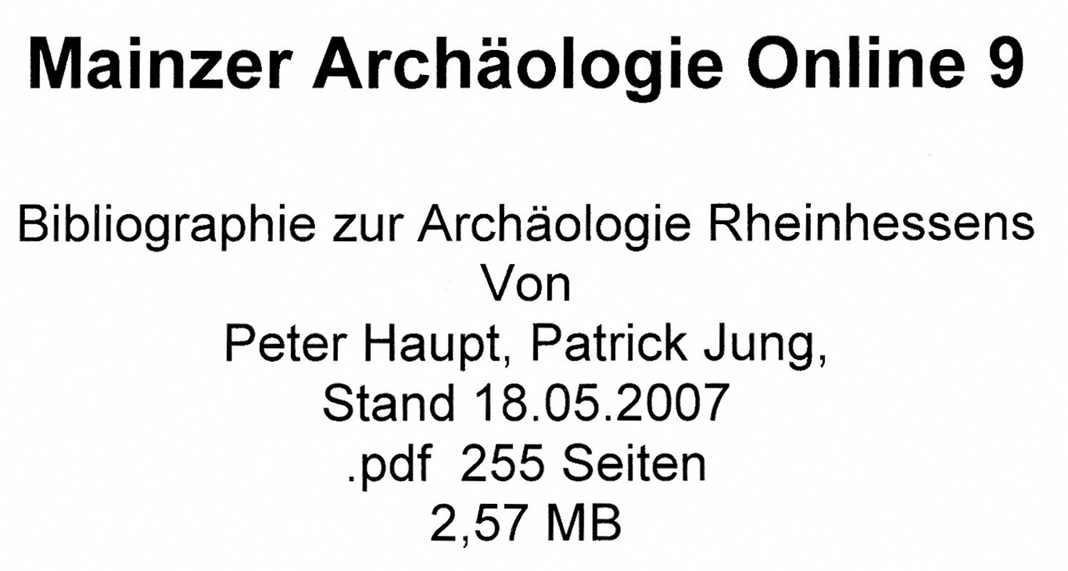 Kommentierte Bibliographie zur Archaeologie Rheinhessens (Kulturverein Guntersblum CC BY-NC-SA)