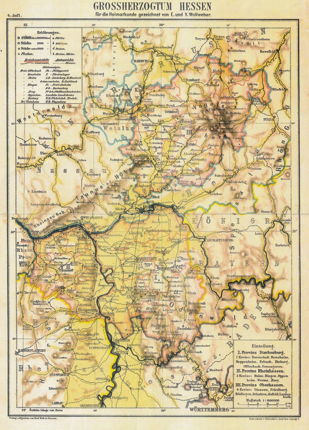 Landkarte Großherzogthum Hessen (Kulturverein Guntersblum CC BY-NC-SA)