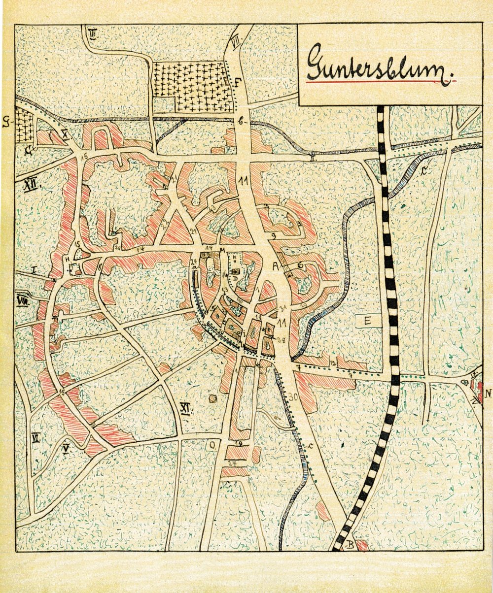 Ortsplan Guntersblum 1909 (Kulturverein Guntersblum CC BY-NC-SA)