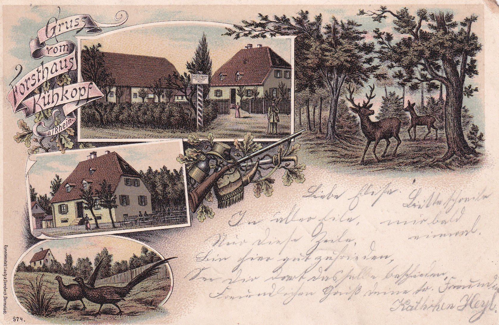 Ansichtspostkarte Forsthaus Kühkopf (Kulturverein Guntersblum CC BY-NC-SA)