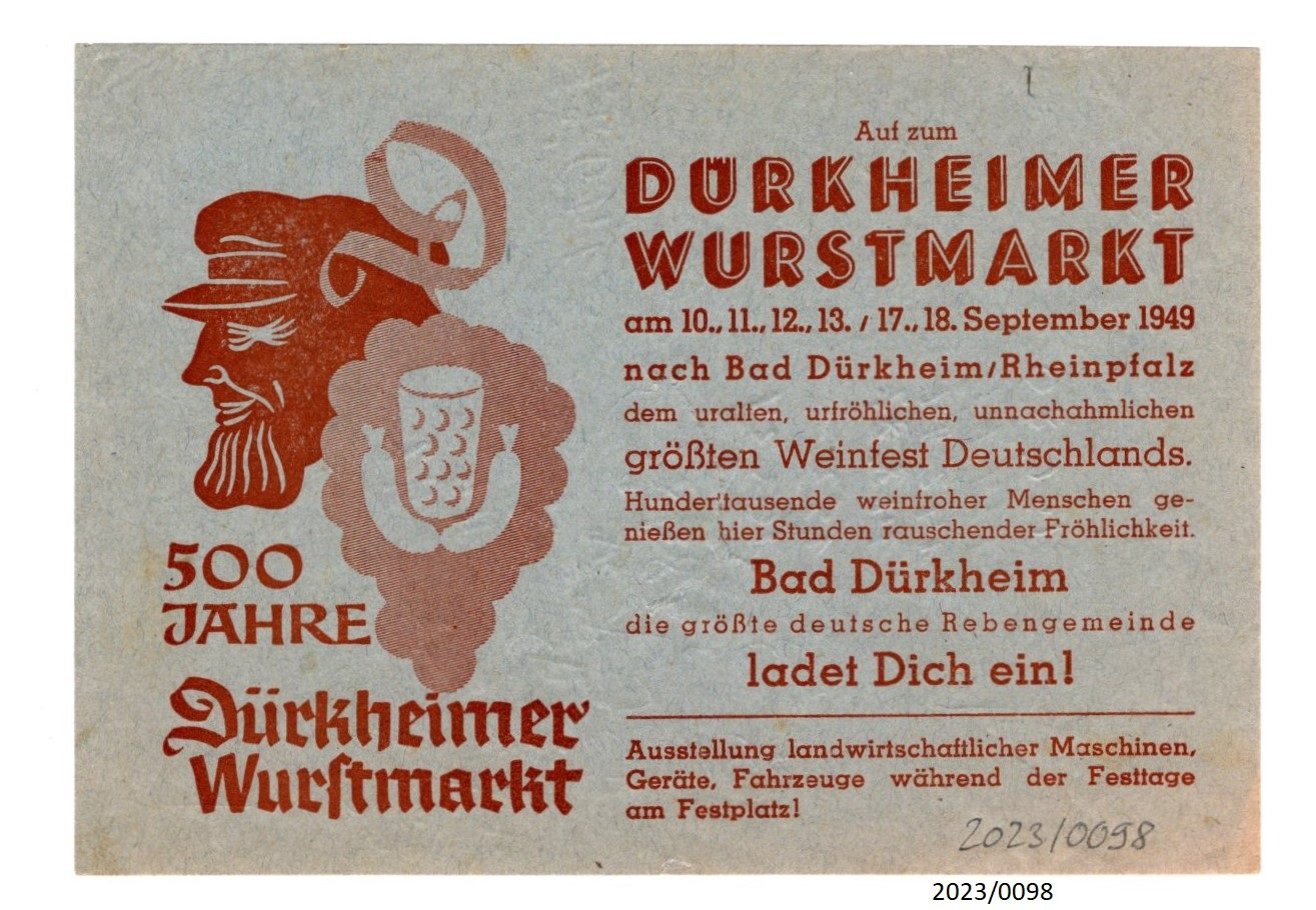 Dürkheimer Wurstmarkt 1949 (Stadtmuseum Bad Dürkheim im Kulturzentrum Haus Catoir CC BY-NC-SA)