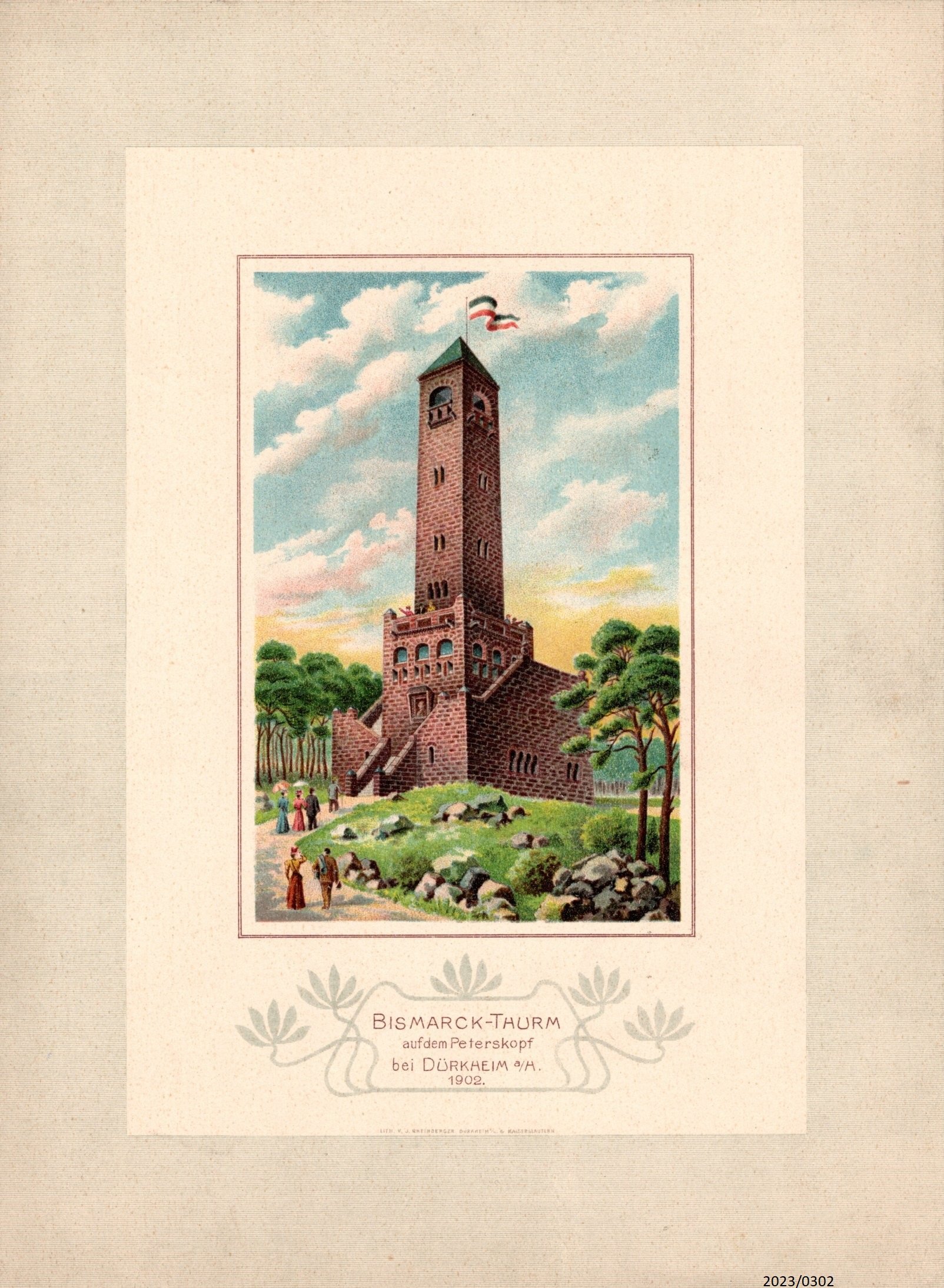 Bismarckturm, Abbildung von 1902 (Stadtmuseum Bad Dürkheim im Kulturzentrum Haus Catoir CC BY-NC-SA)