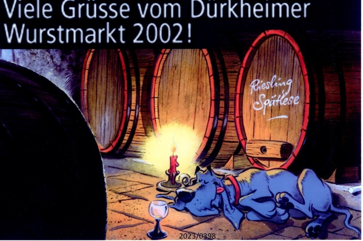 Postkarte vom Dürkheimer Wurstmarkt 2002 (Stadtmuseum Bad Dürkheim im Kulturzentrum Haus Catoir CC BY-NC-SA)