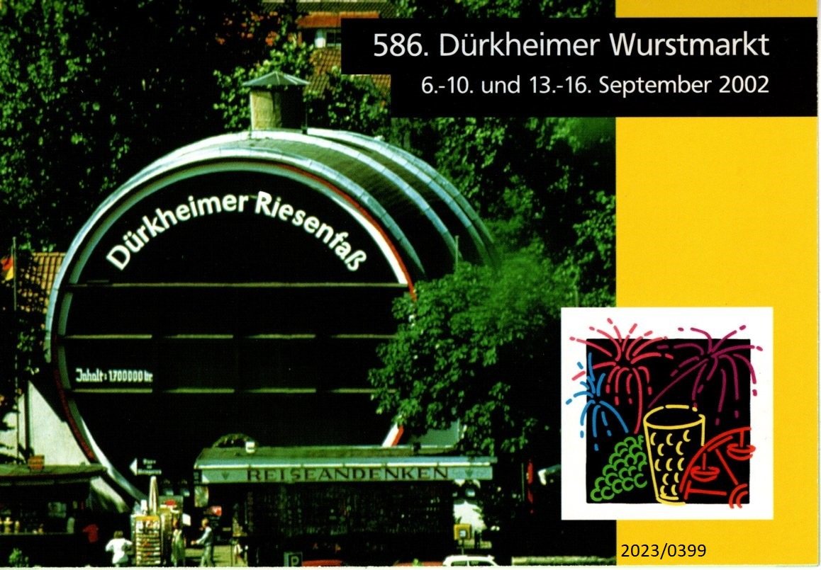 Flyer der Deutschen Post zum Dürkheimer Wurstmarkt 2002 (Stadtmuseum Bad Dürkheim im Kulturzentrum Haus Catoir CC BY-NC-SA)