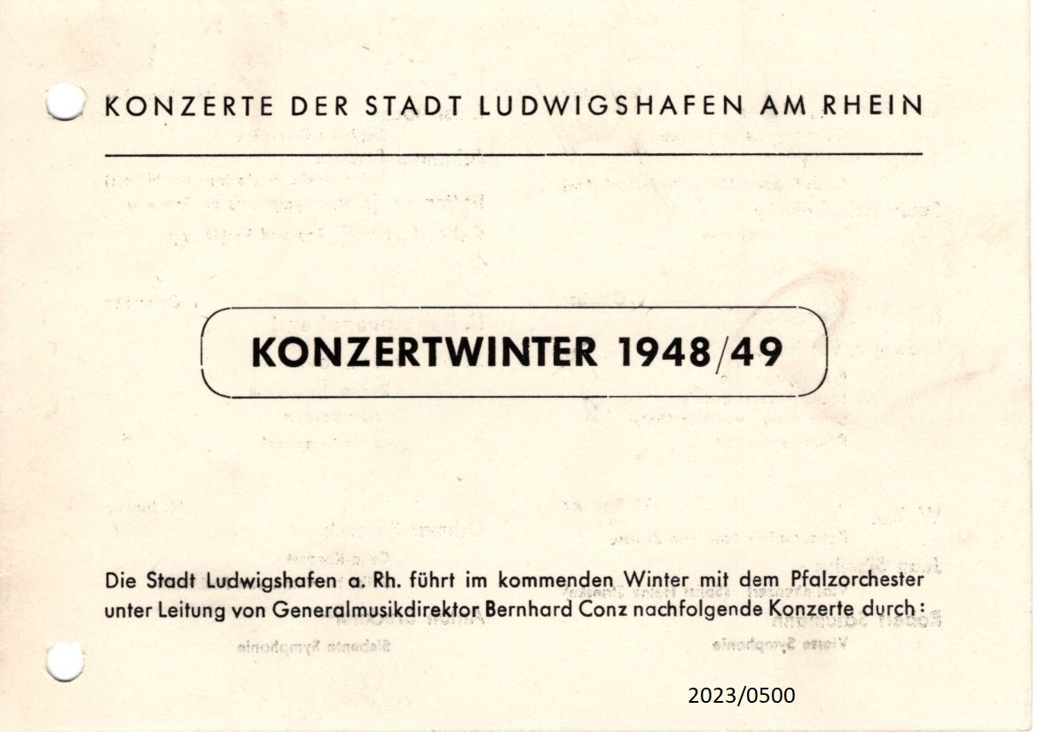 Flyer "Konzertwinter 1948/49" in Ludwigshafen am Rhein (Stadtmuseum Bad Dürkheim im Kulturzentrum Haus Catoir CC BY-NC-SA)
