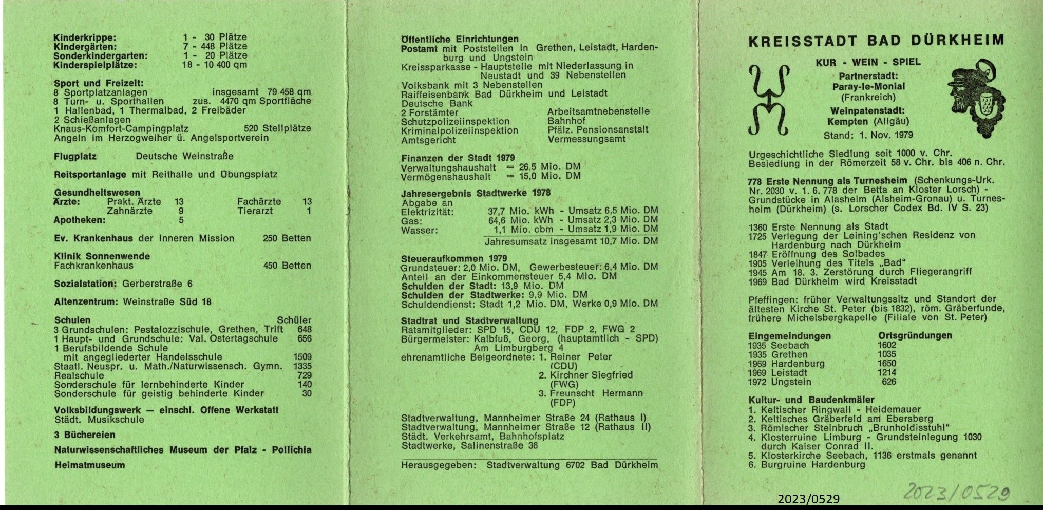 Information zur Kreisstadt Bad Dürkheim 1979 (Stadtmuseum Bad Dürkheim im Kulturzentrum Haus Catoir CC BY-NC-SA)