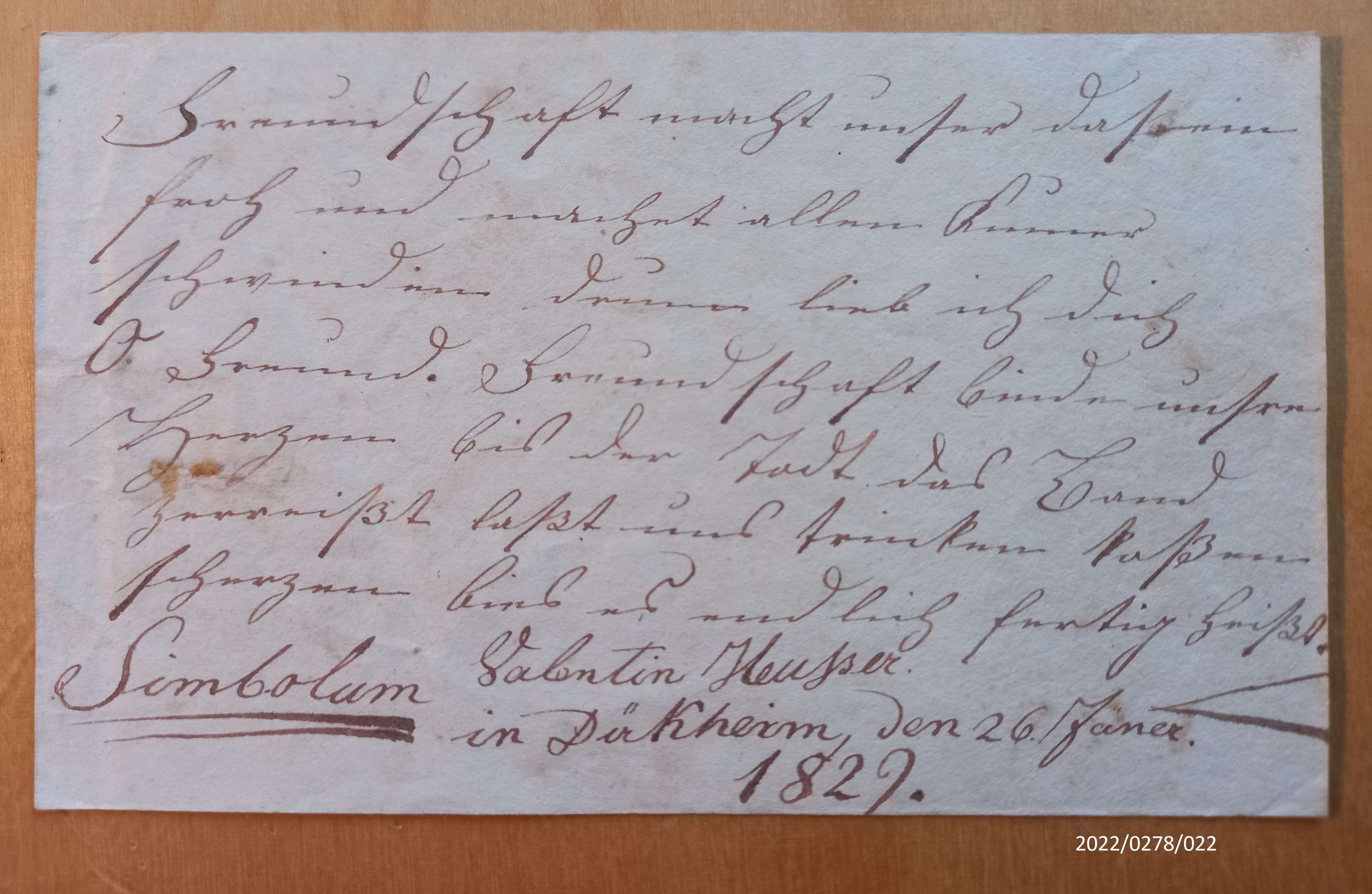 Blatt eines Poesiealbums, 1828-1832, Blatt 22 (Stadtmuseum Bad Dürkheim im Kulturzentrum Haus Catoir CC BY-NC-SA)