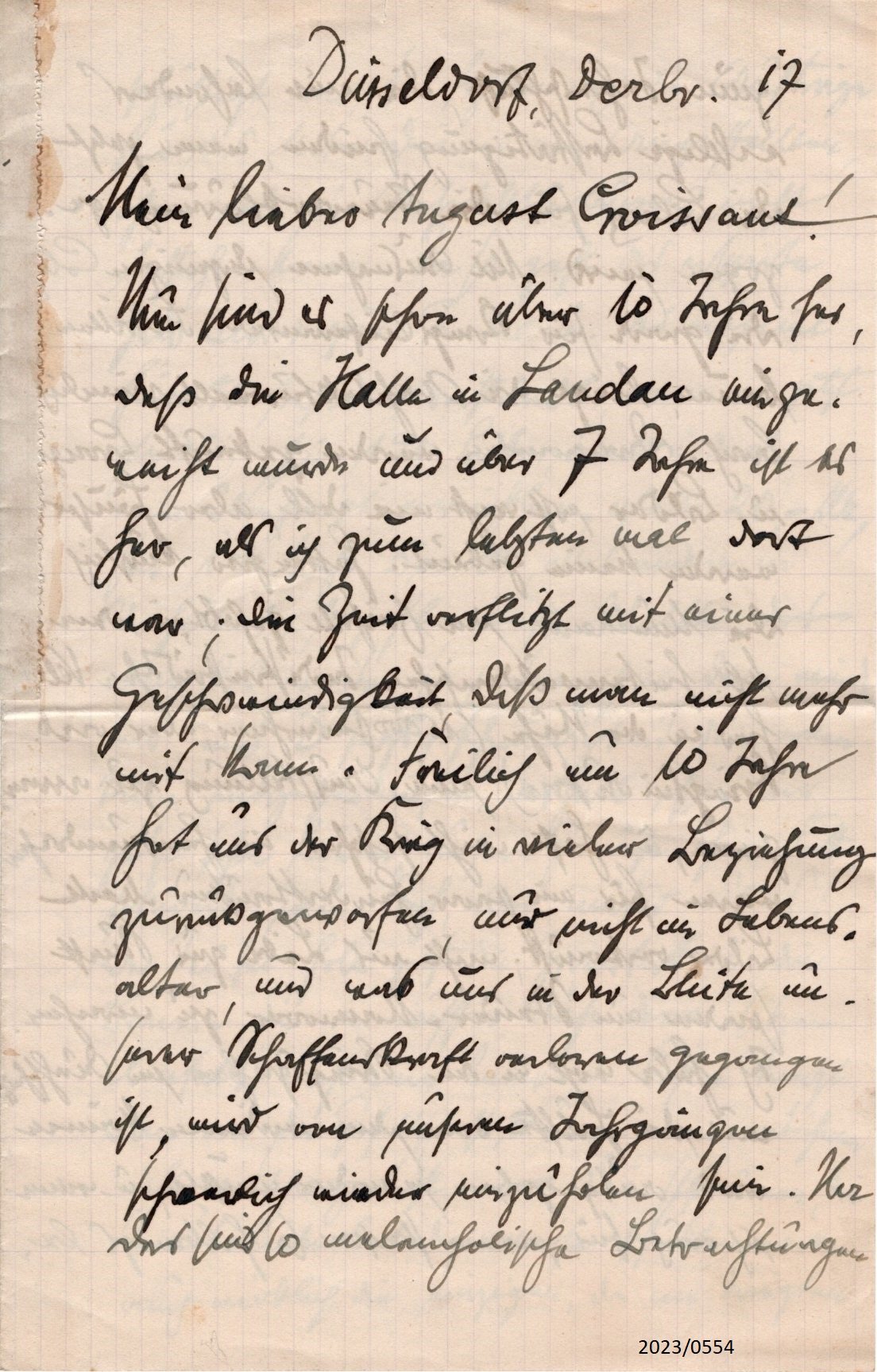 Brief von Herrmann Goerke an August Croissant 1917 (Stadtmuseum Bad Dürkheim im Kulturzentrum Haus Catoir CC BY-NC-SA)