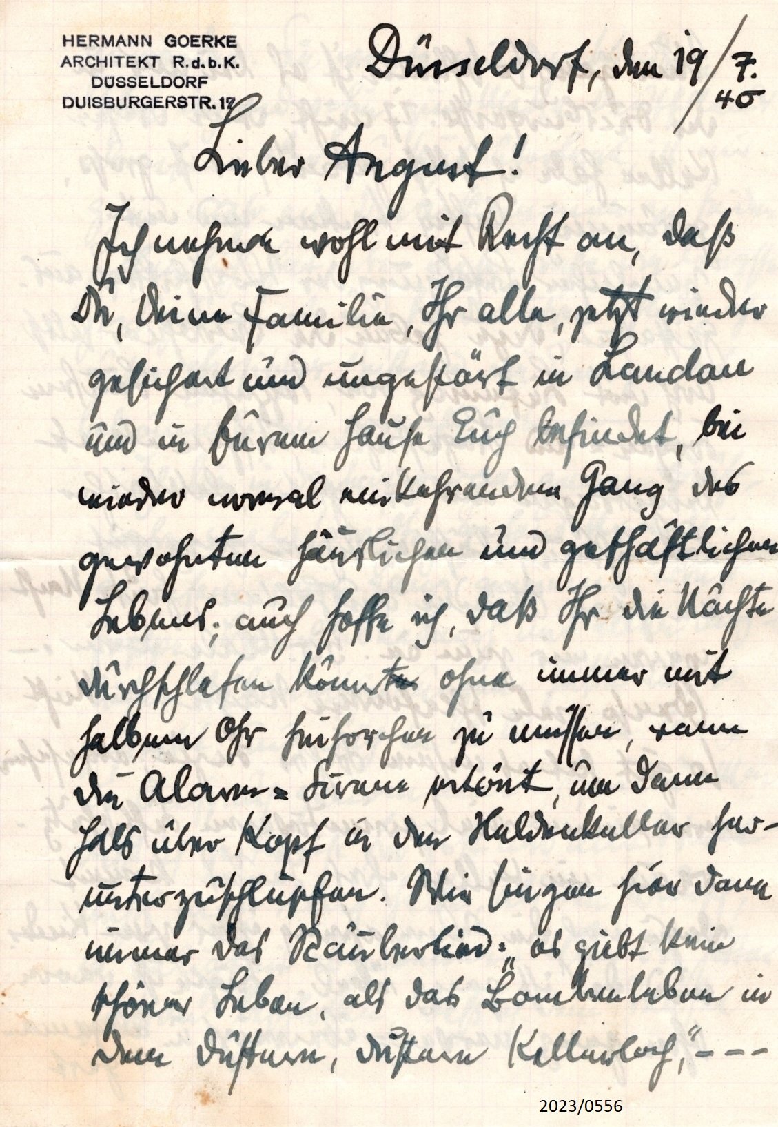 Brief von Herrmann Goerke an August Croissant 1940 (Stadtmuseum Bad Dürkheim im Kulturzentrum Haus Catoir CC BY-NC-SA)