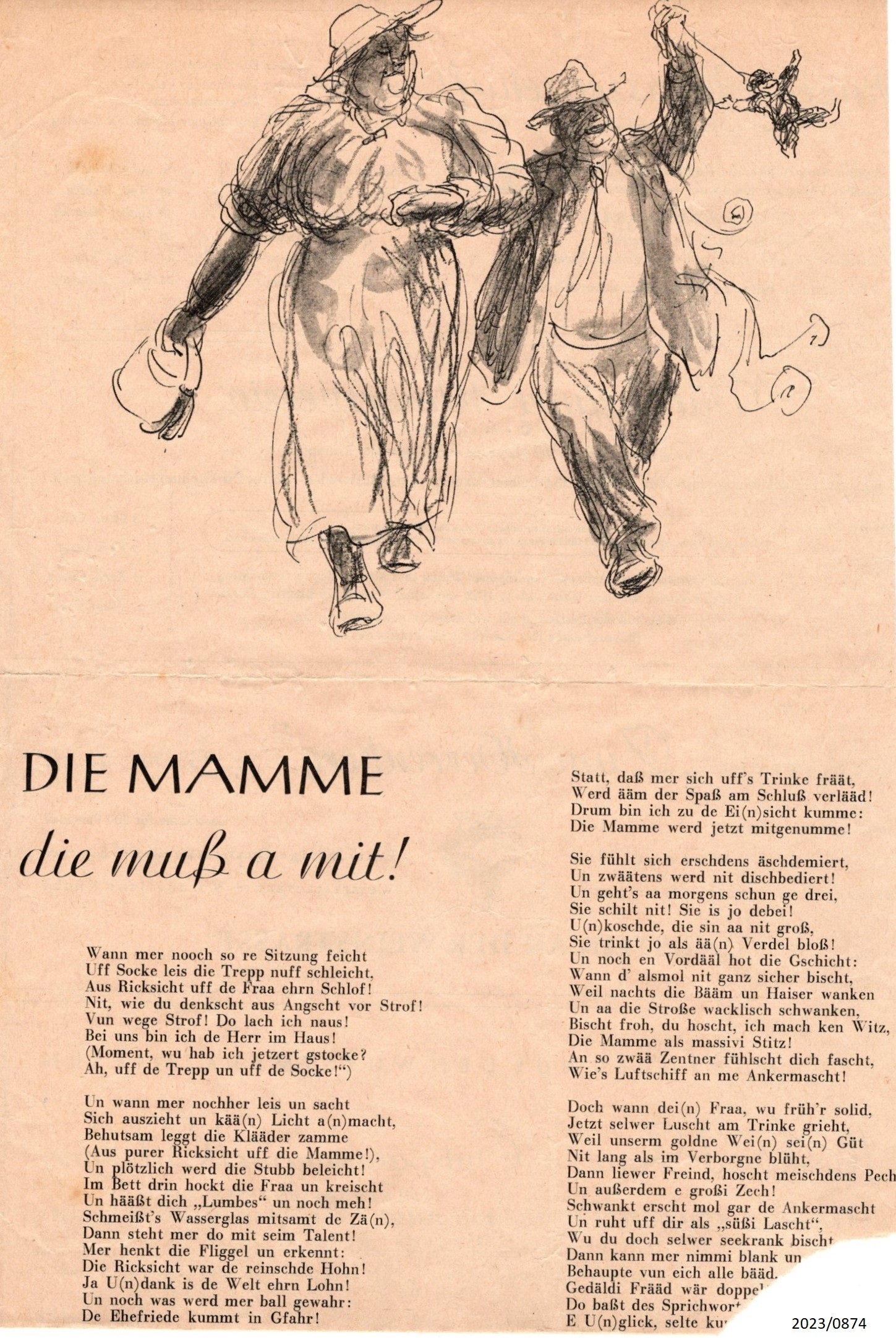 "Die Mamme, die muß a mit!" (Stadtmuseum Bad Dürkheim im Kulturzentrum Haus Catoir CC BY-NC-SA)
