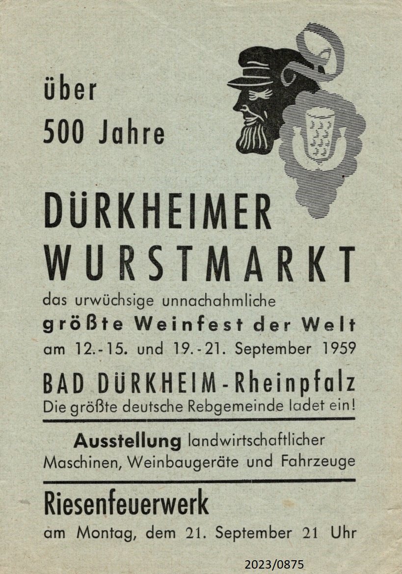 Über 500 Jahre Dürkheimer Wurstmarkt 1959 (Stadtmuseum Bad Dürkheim im Kulturzentrum Haus Catoir CC BY-NC-SA)