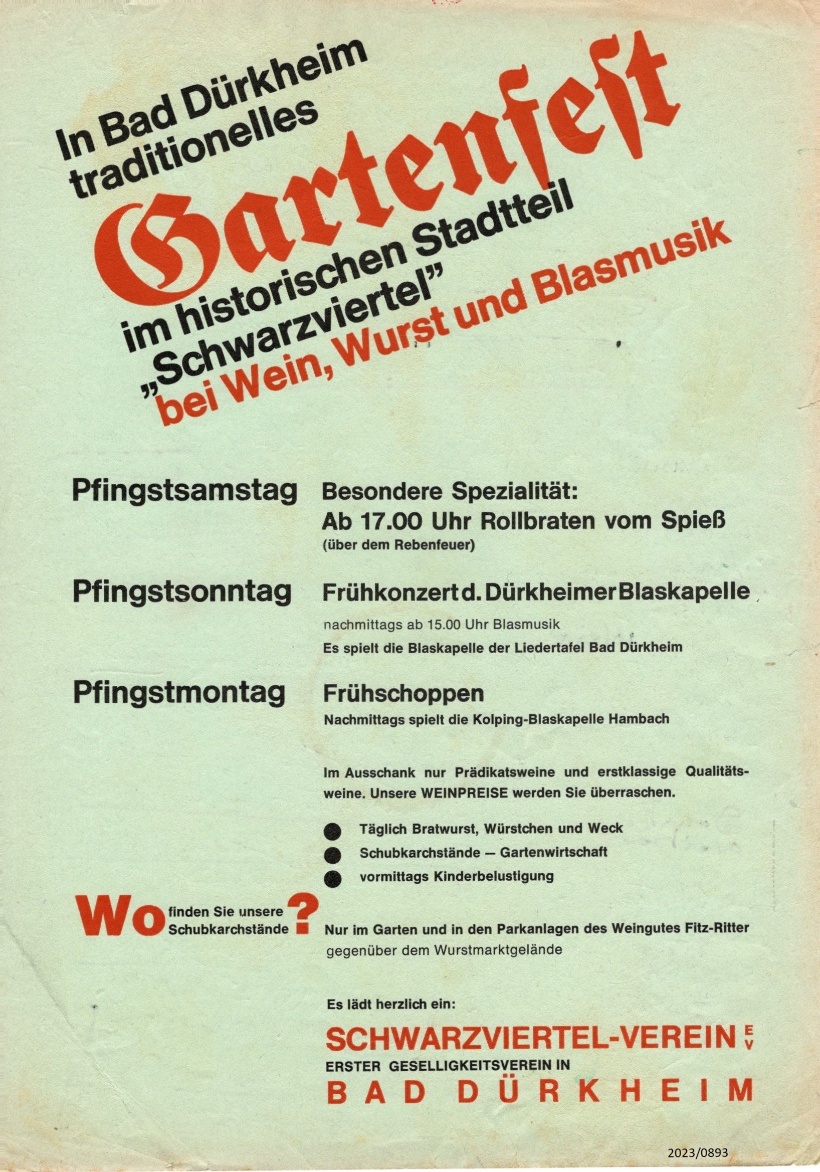 Gartenfest im historischen Stadtteil "Schwarzviertel" 1976 (Stadtmuseum Bad Dürkheim im Kulturzentrum Haus Catoir CC BY-NC-SA)