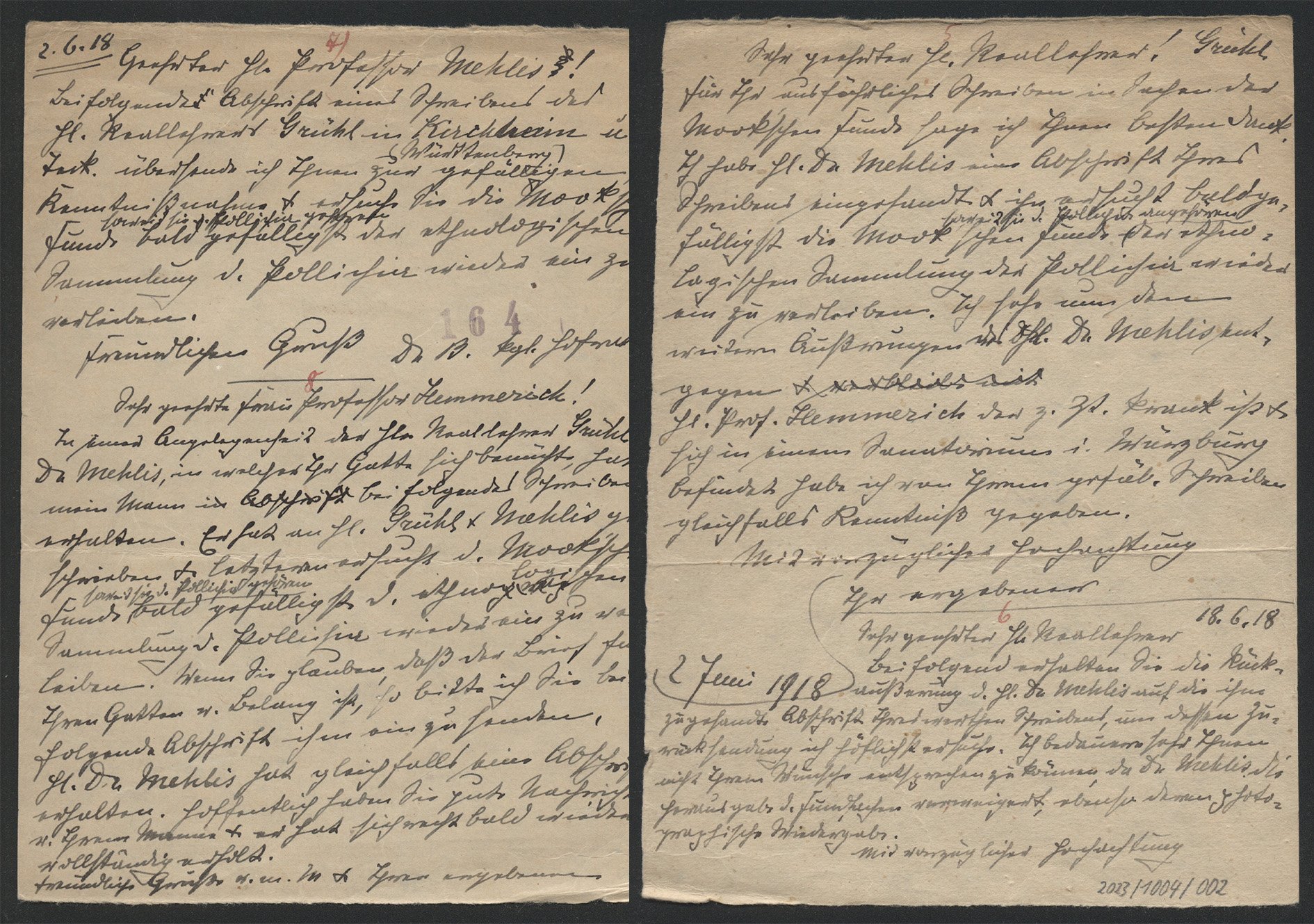Brief Dr. Bischoff an C. Mehlis (2 Seiten) (Stadtmuseum Bad Dürkheim im Kulturzentrum Haus Catoir CC BY-NC-SA)