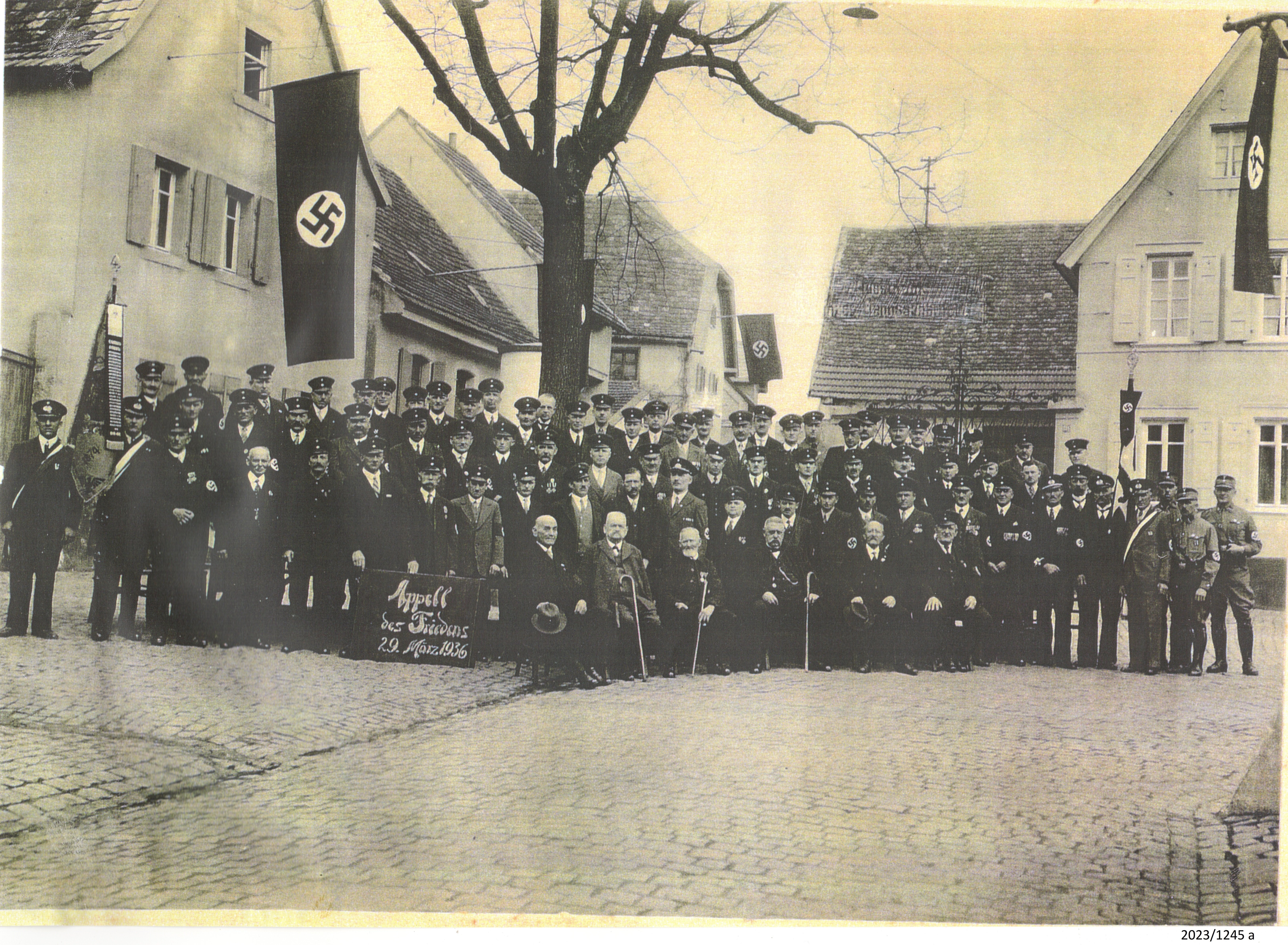 Ungsteiner Ortsgruppe des "Krieger-Militär-Vereins im Kyffhäuser-Bund" beim "Appell des Friedens" 29. März 1936 (Stadtmuseum Bad Dürkheim im Kulturzentrum Haus Catoir CC BY-NC-SA)