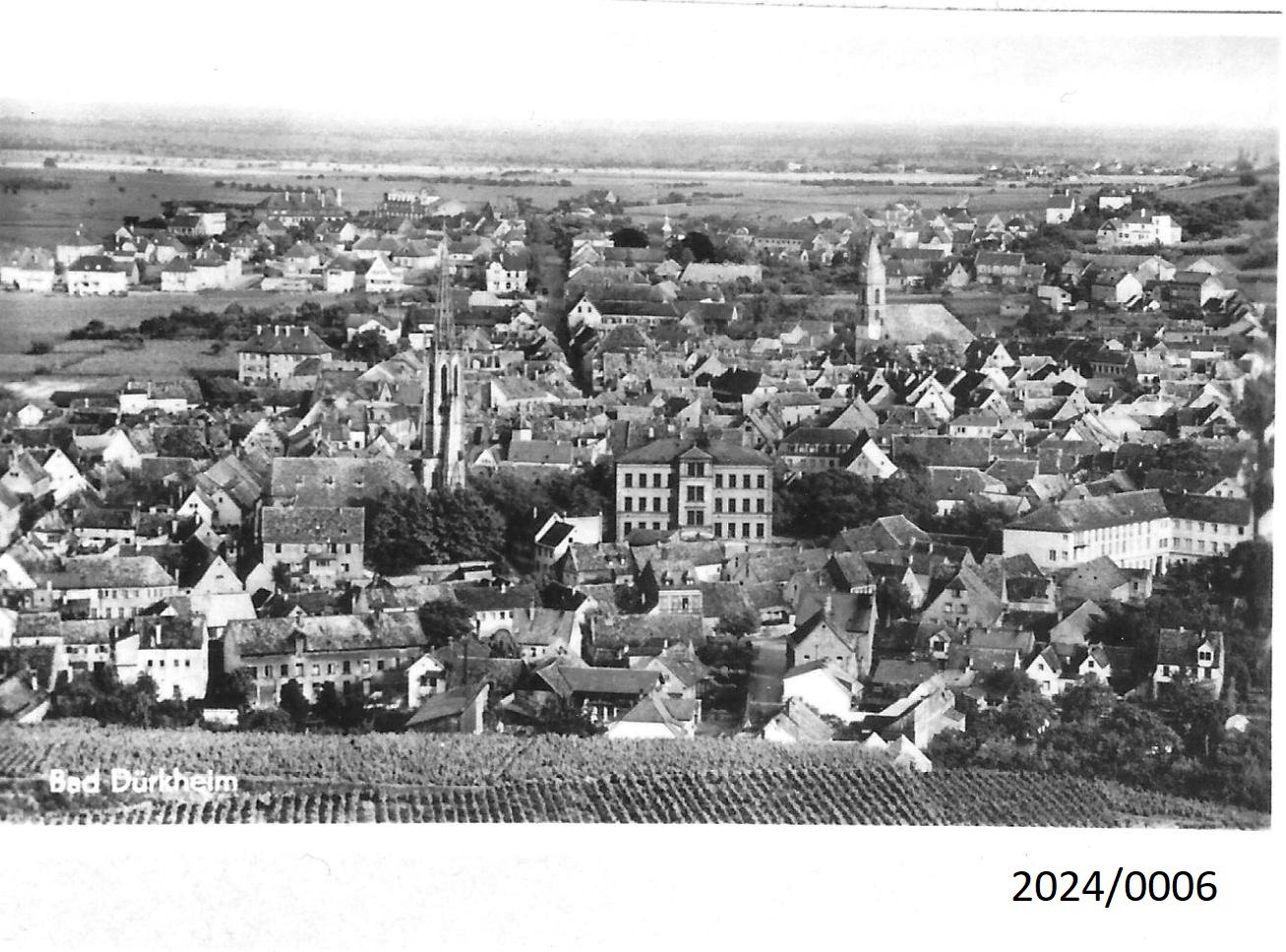 Bad Dürkheim: Überblick über die Innenstadt von Nordwesten, 1930er Jahre (Stadtmuseum Bad Dürkheim im Kulturzentrum Haus Catoir CC BY-NC-SA)