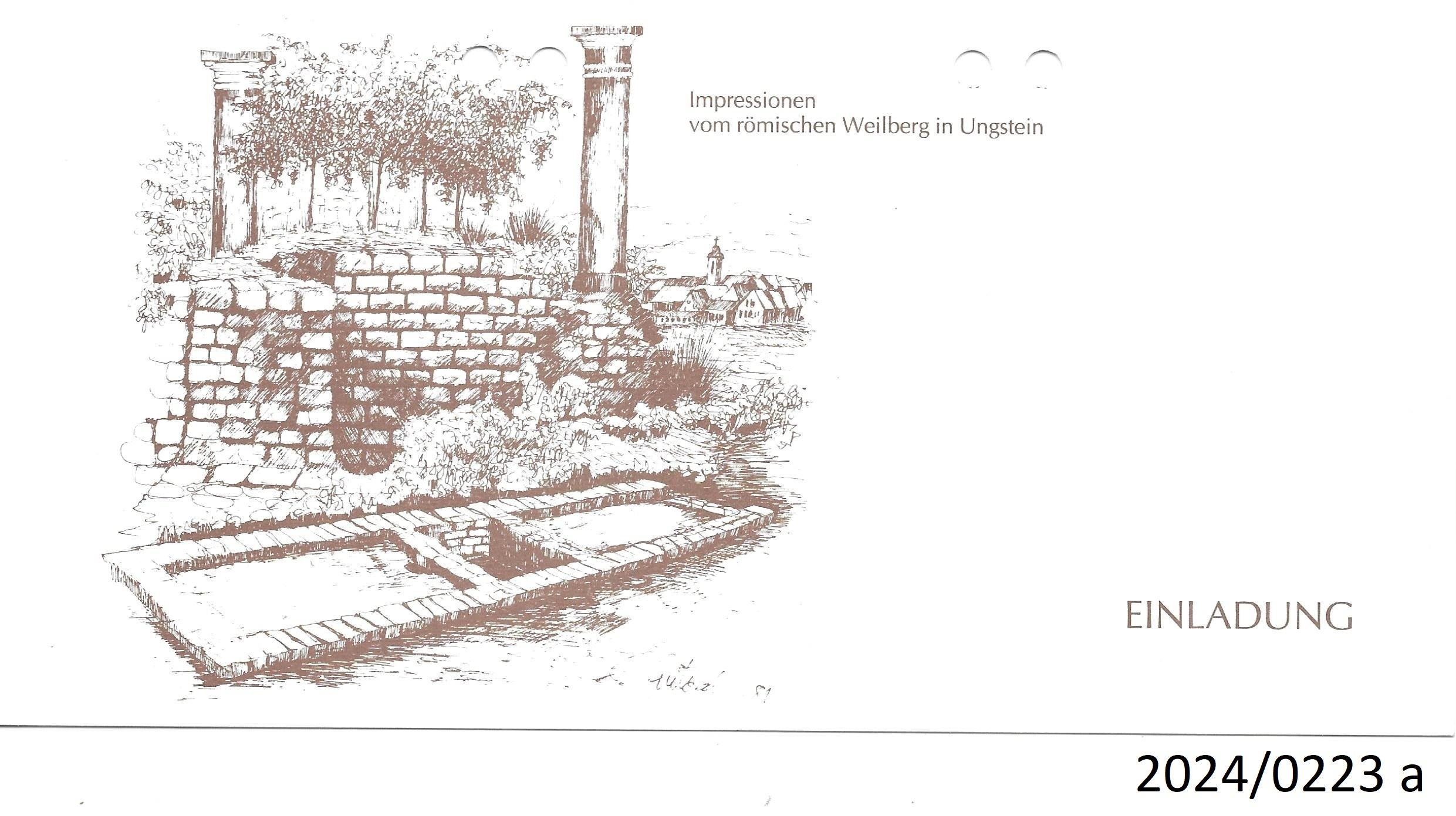 Einladung zur Einweihung des Flurbereinigungsabschnitts Ungstein II und des Römischen Kelterhauses, 1983 (Stadtmuseum Bad Dürkheim im Kulturzentrum Haus Catoir CC BY-NC-SA)