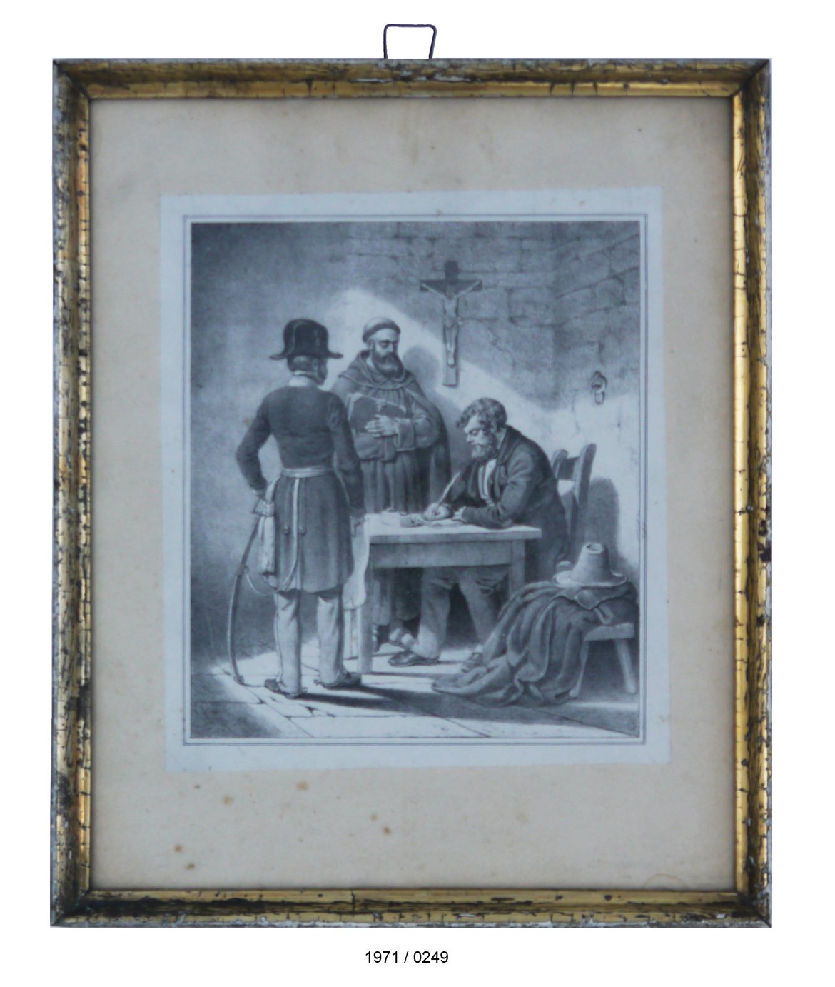 Bild; Lithografie: "Verkündung des Todesurteils an Robert Blum"; um 1850 (Stadtmuseum Bad Dürkheim im Kulturzentrum Haus Catoir CC BY-NC-SA)