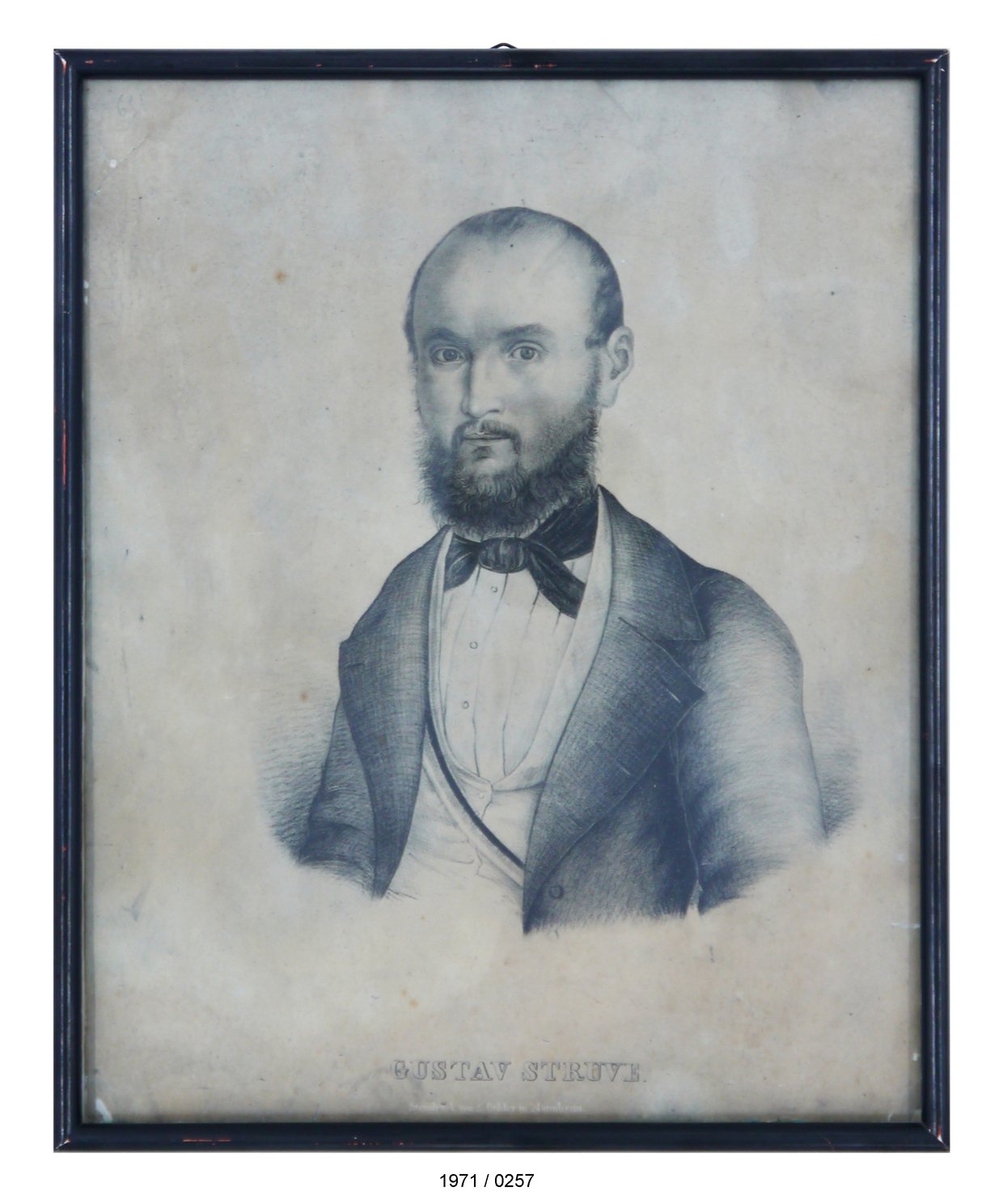 Bild; Lithografie, Porträt: "Gustav Struve"; um 1850 (Stadtmuseum Bad Dürkheim im Kulturzentrum Haus Catoir CC BY-NC-SA)