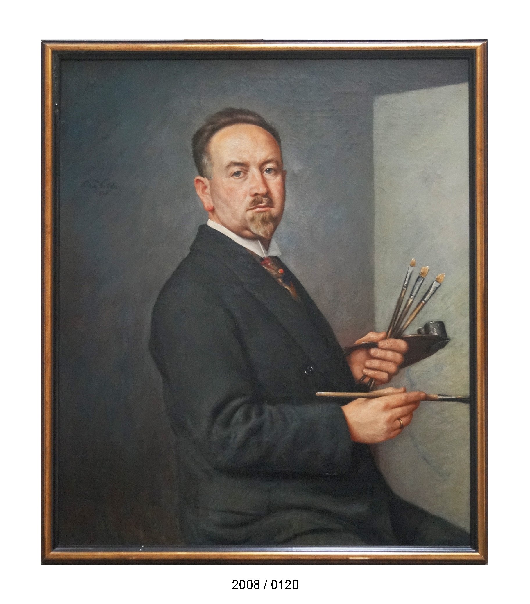Ölgemälde; "Selbstporträt"; August Wilde; 1930 (Stadtmuseum Bad Dürkheim im Kulturzentrum Haus Catoir CC BY-NC-SA)