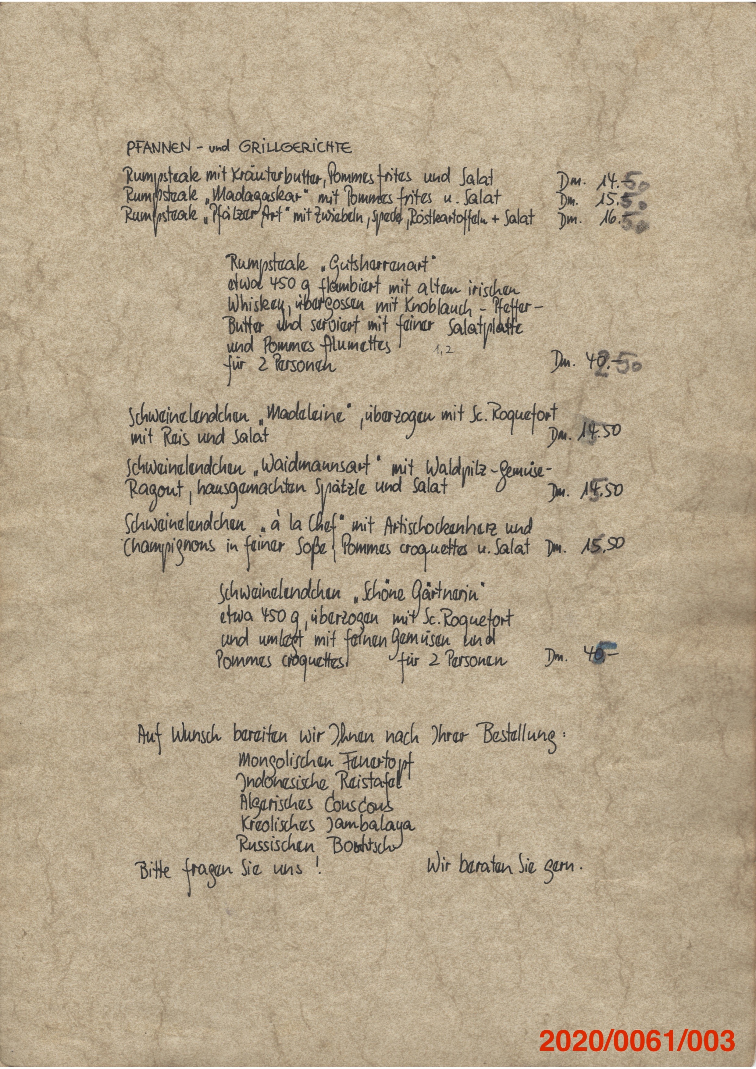 Speisekarten der Gaststätte "Zum Haseneck" Bad Dürkheim (Museumsgesellschaft Bad Dürkheim e.V. CC BY-NC-SA)