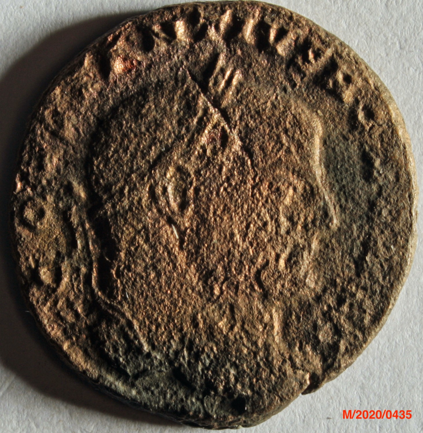 Römische Münze, Nominal Follis, Prägeherr unbekannt, Prägeort Rom, Original (Museumsgesellschaft Bad Dürkheim e.V. CC BY-NC-SA)
