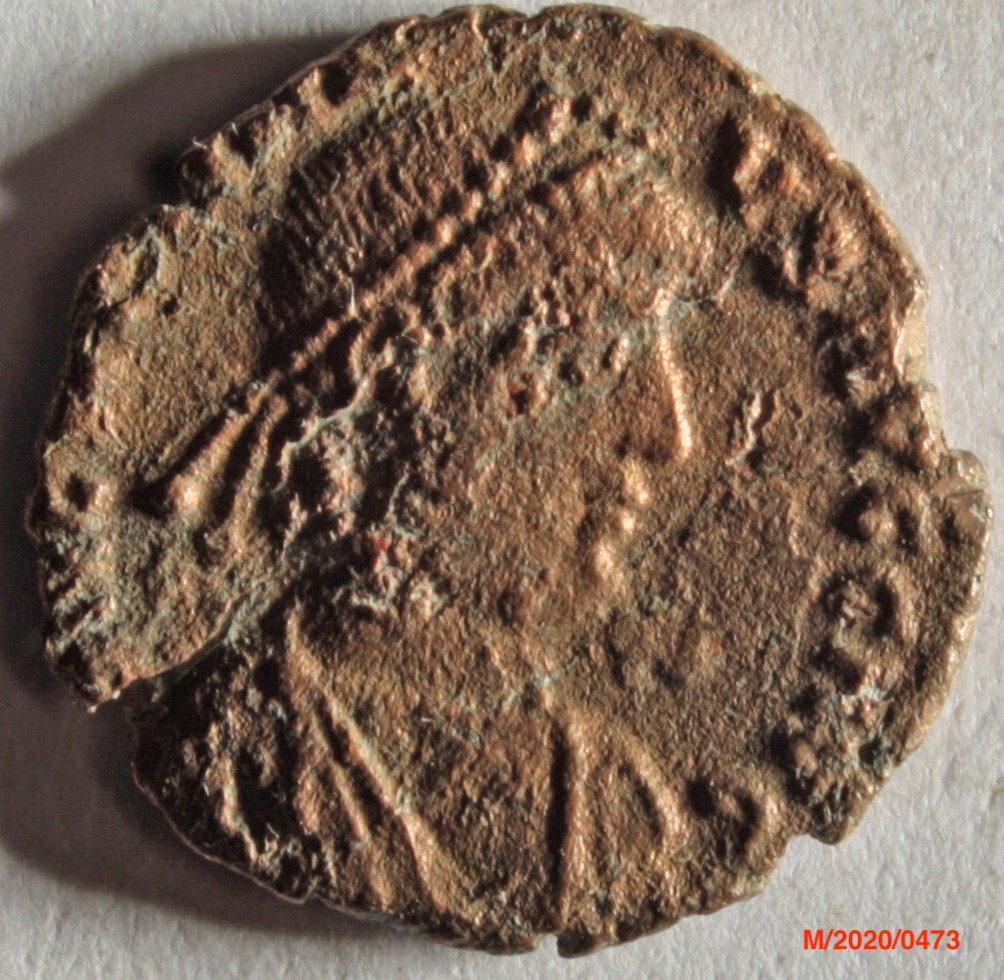 Römische Münze, Nominal Centenionalis, Prägeherr Gratian, Prägeort Lyon, Original (Museumsgesellschaft Bad Dürkheim e.V. CC BY-NC-SA)