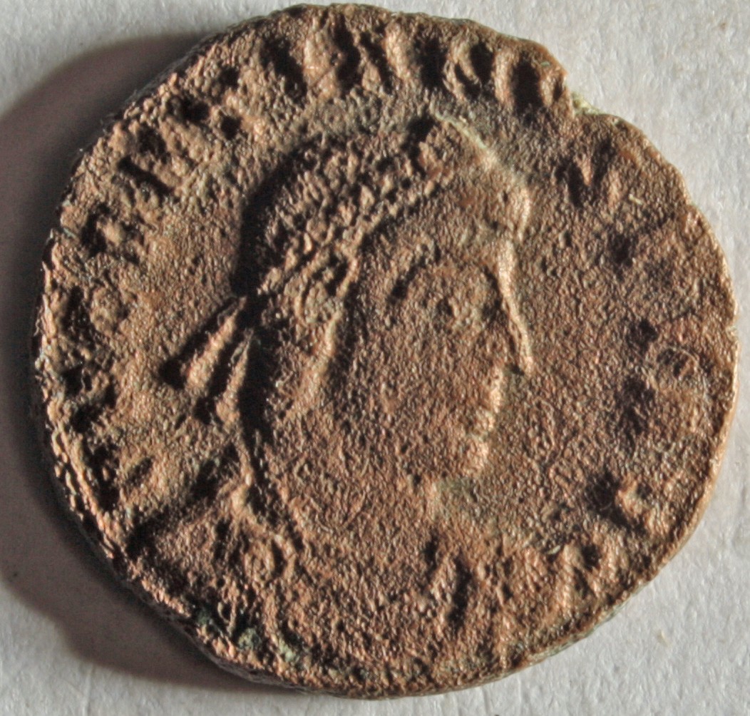 Römische Münze, Nominal Centenionalis, Prägeherr Gratian, Prägeort Siscia, Original (Museumsgesellschaft Bad Dürkheim e.V. CC BY-NC-SA)