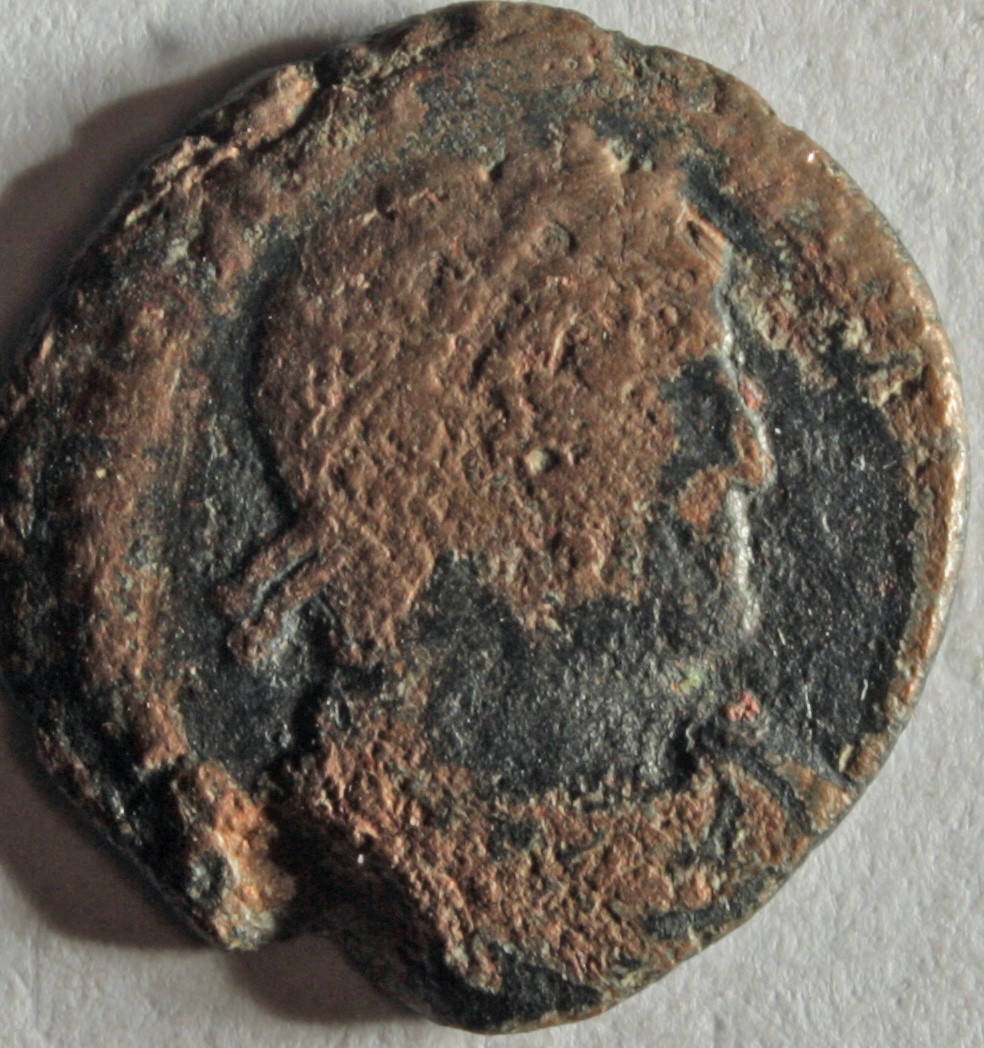 Römische Münze, Nominal Centenionalis, Prägeherr Valentinian I., Prägeort Lyon, Original (Museumsgesellschaft Bad Dürkheim e.V. CC BY-NC-SA)