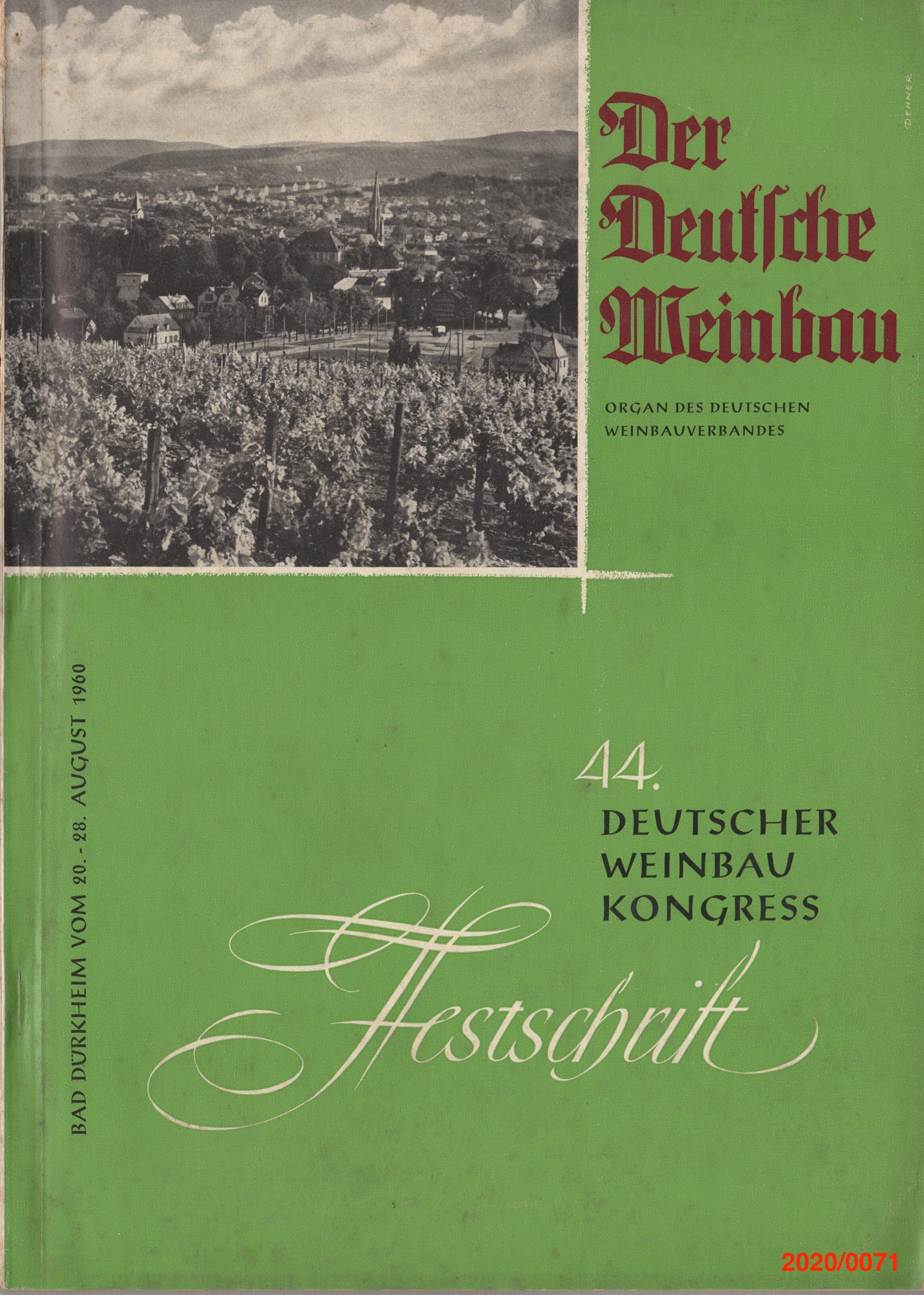 Zeitschrift "der Deutsche Weinbau", 15. Jahrgang August 1960 (Museumsgesellschaft Bad Dürkheim e.V. CC BY-NC-SA)