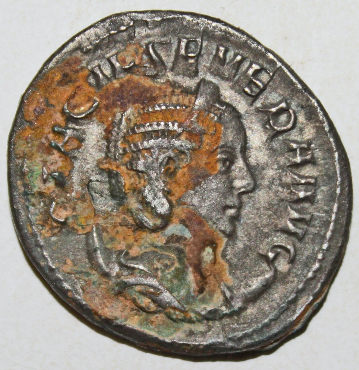 Römische Münze, Nominal Antoninian, Prägeherr Philippus Arabs, Prägeort Rom, Original (Museumsgesellschaft Bad Dürkheim e.V. CC BY-NC-SA)