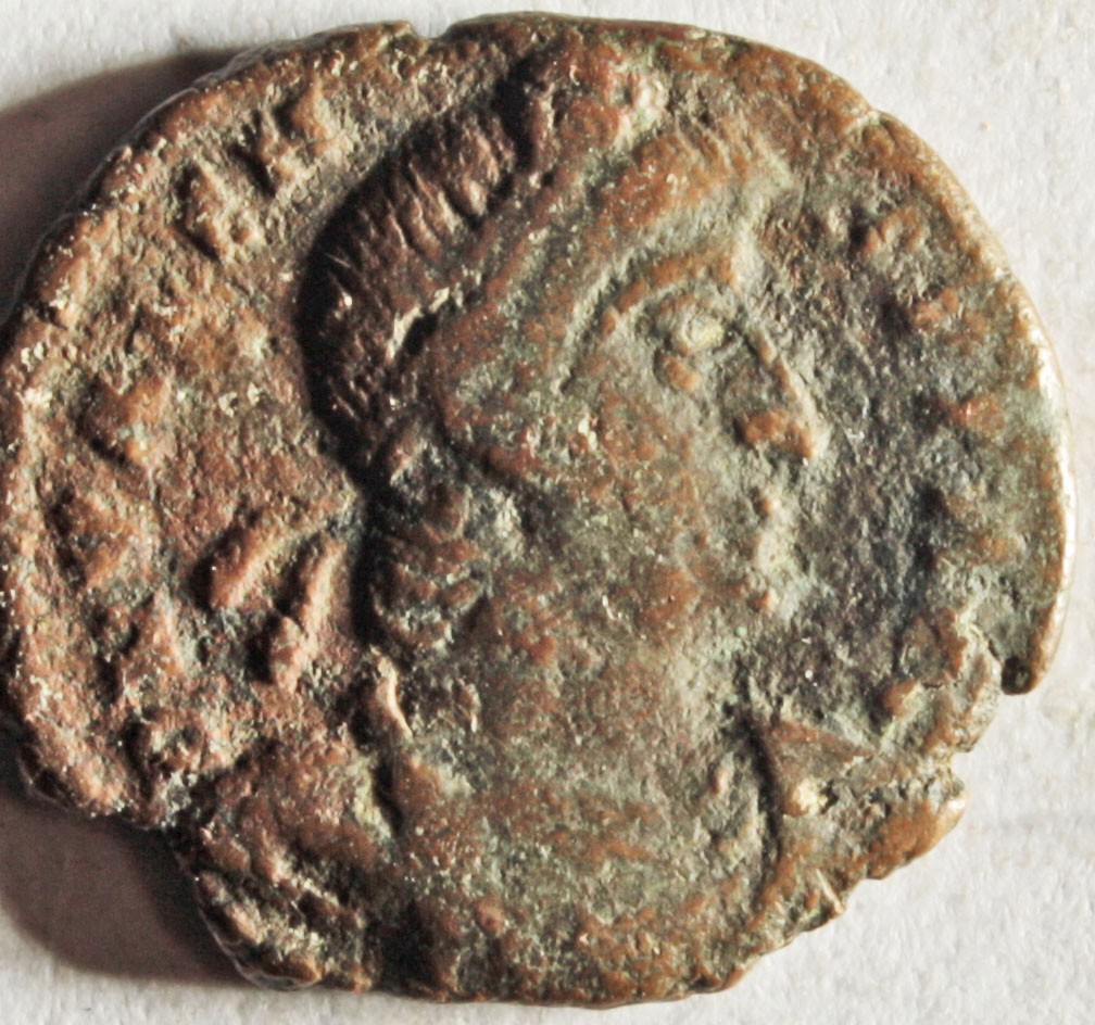 Römische Münze, Nominal Centenionalis, Prägeherr Valens, Prägeort nicht bestimmbar, Original (Museumsgesellschaft Bad Dürkheim e.V. CC BY-NC-SA)