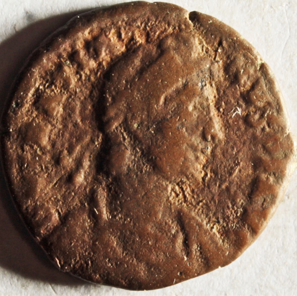 Römische Münze, Nominal Centenionalis, Prägeherr Gratian, Prägeort Rom, Original (Museumsgesellschaft Bad Dürkheim e.V. CC BY-NC-SA)