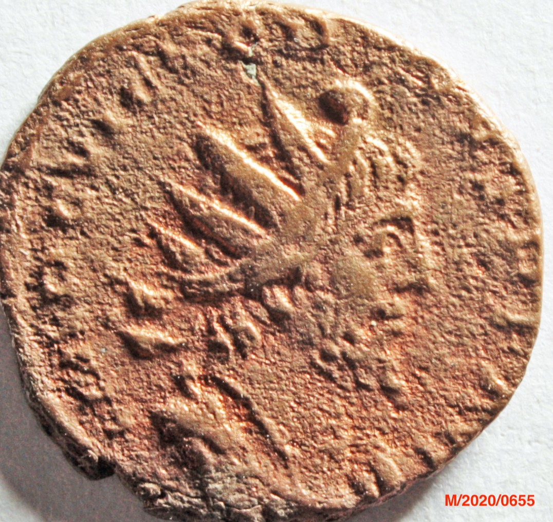 Römische Münze, Nominal Antoninian, Prägeherr Victorinus, Prägeort Köln, Original (Museumsgesellschaft Bad Dürkheim e.V. CC BY-NC-SA)