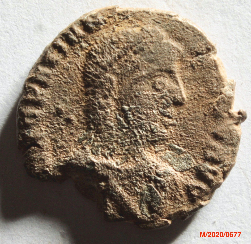 Römische Münze, Nominal Centenionalis/ Aes 3, Prägeherr Gratian, Prägeort Lyon, Original (Museumsgesellschaft Bad Dürkheim e.V. CC BY-NC-SA)