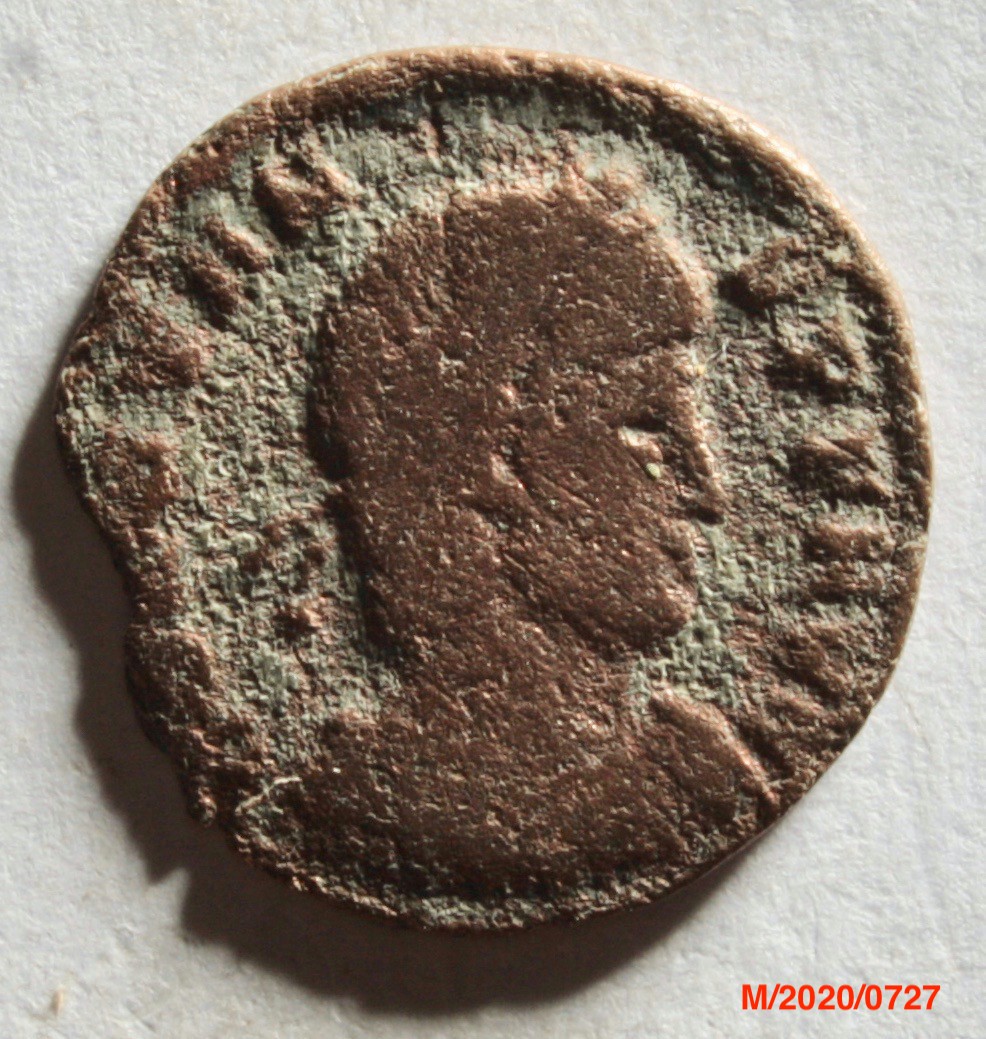 Römische Münze, Nominal Follis, Prägeherr Constans, Prägeort Trier, Original (Museumsgesellschaft Bad Dürkheim e.V. CC BY-NC-SA)