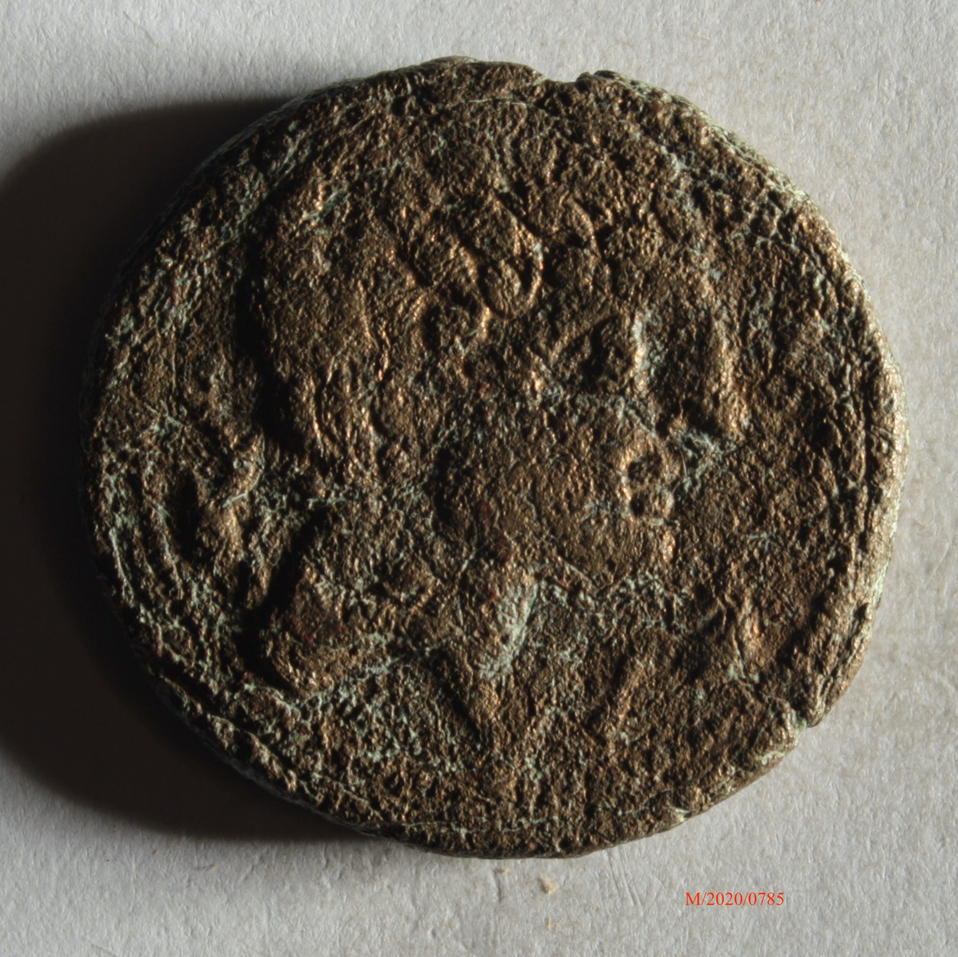 Römische Münze, Nominal As, Prägeherr unbekannt, Prägeort Celsa, Original (Museumsgesellschaft Bad Dürkheim e.V. CC BY-NC-SA)