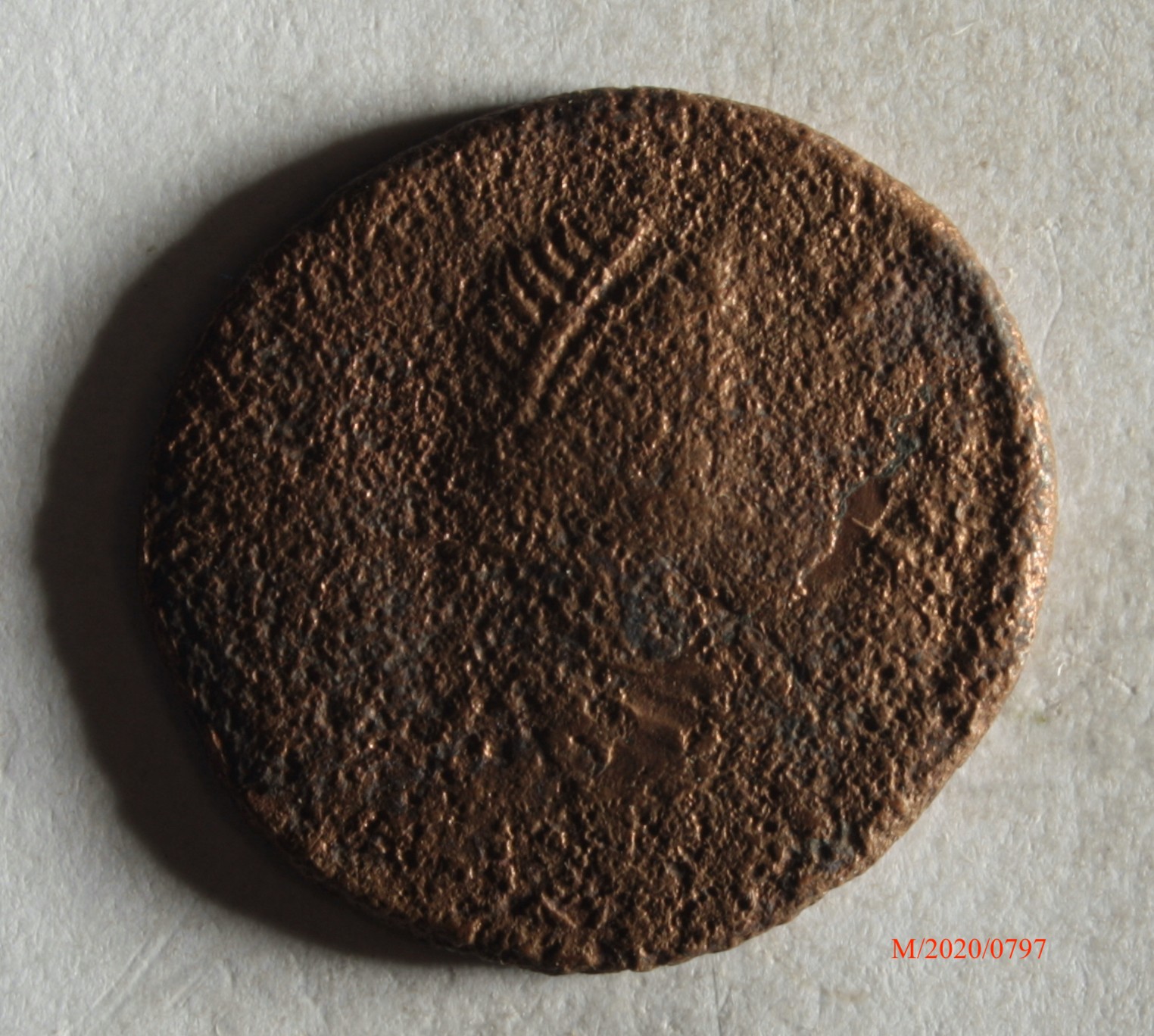 Römische Münze, Nominal Halbfollis, Prägeherr Anastasius I. , Prägeort Konstantinopel, Original (Museumsgesellschaft Bad Dürkheim e.V. CC BY-NC-SA)