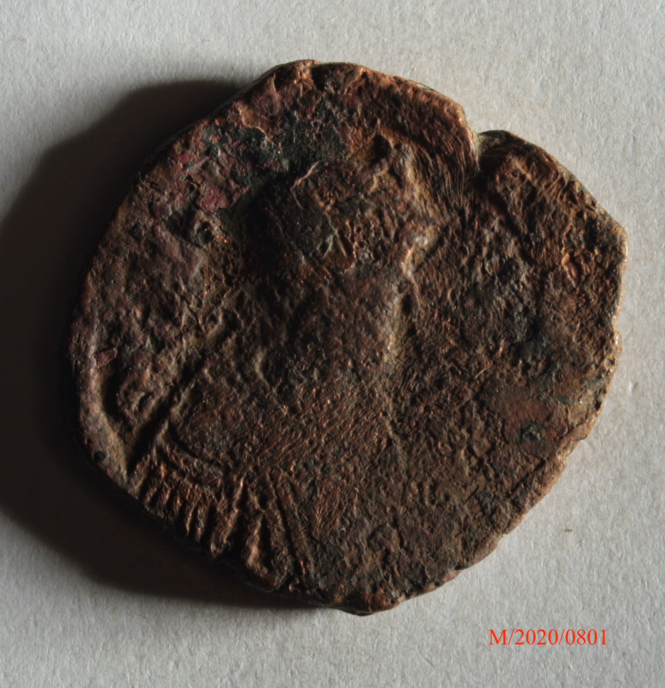Römische Münze, Nominal Follis, Prägeherr Justinus I., Prägeort Konstantinopel, Original (Museumsgesellschaft Bad Dürkheim e.V. CC BY-NC-SA)