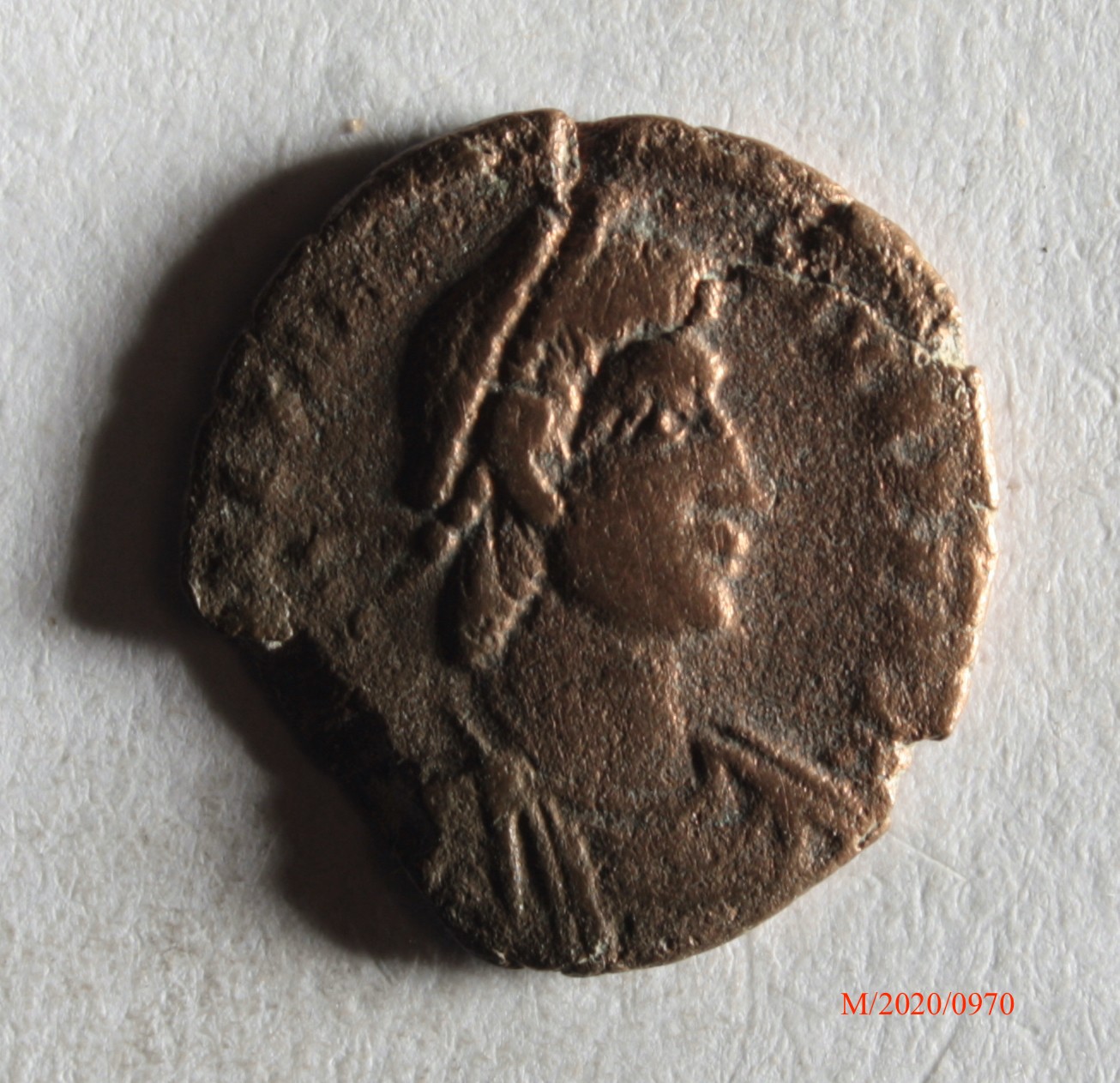 Römische Münze, Nominal Centenionalis, Prägeherr Constantius II., Prägeort Trier, Original (Museumsgesellschaft Bad Dürkheim e.V. CC BY-NC-SA)