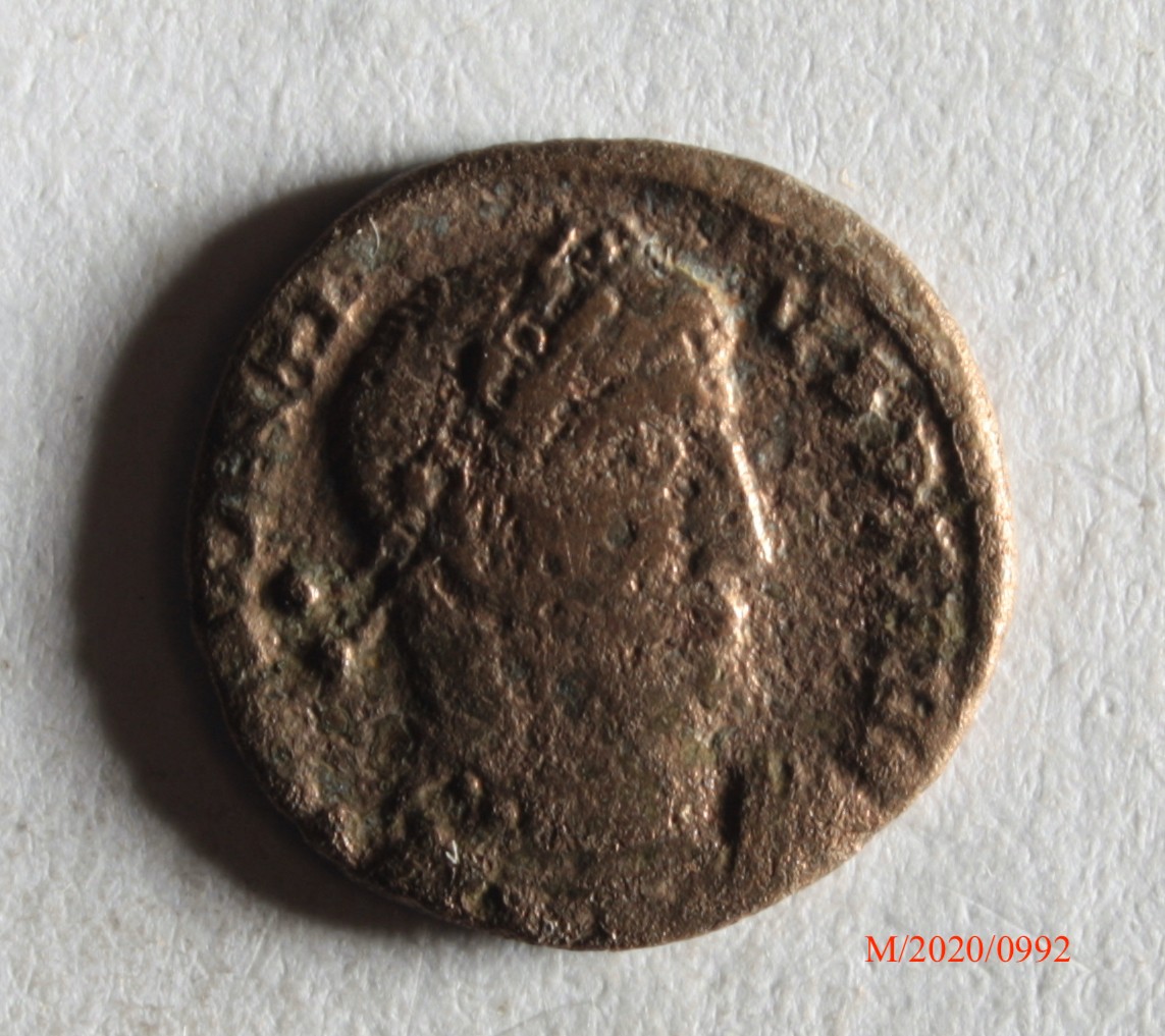Römische Münze, Nominal Follis, Prägeherr Constantius II., Prägeort Thessaloniki, Original (Museumsgesellschaft Bad Dürkheim e.V. CC BY-NC-SA)